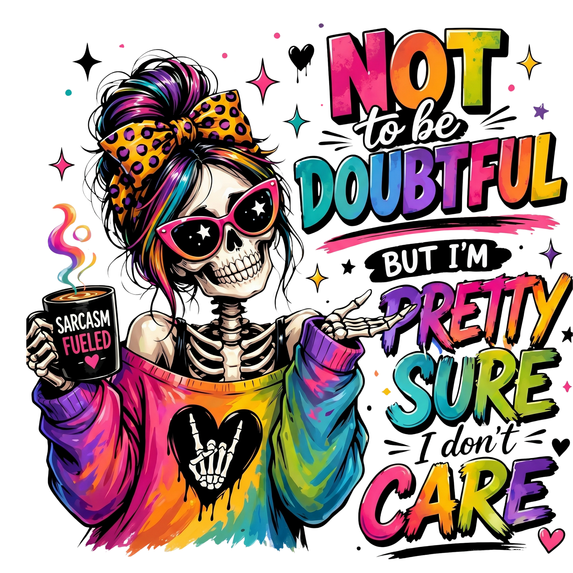 Sarcasm Skeleton Rainbow Mug DTF