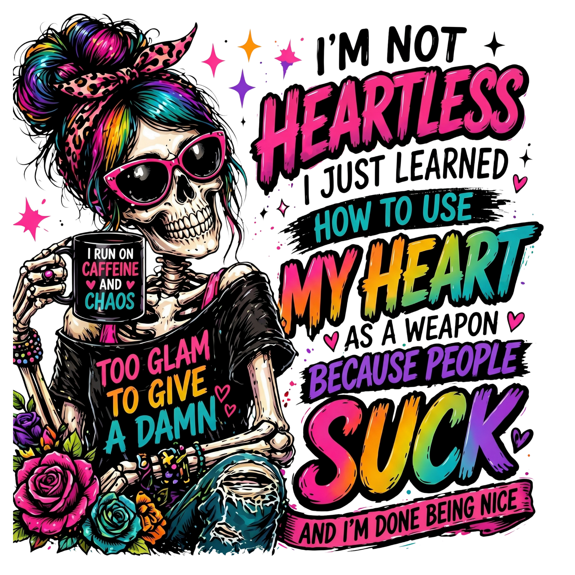 Rainbow Rebel Attitude Graphic T-Shirt DTF