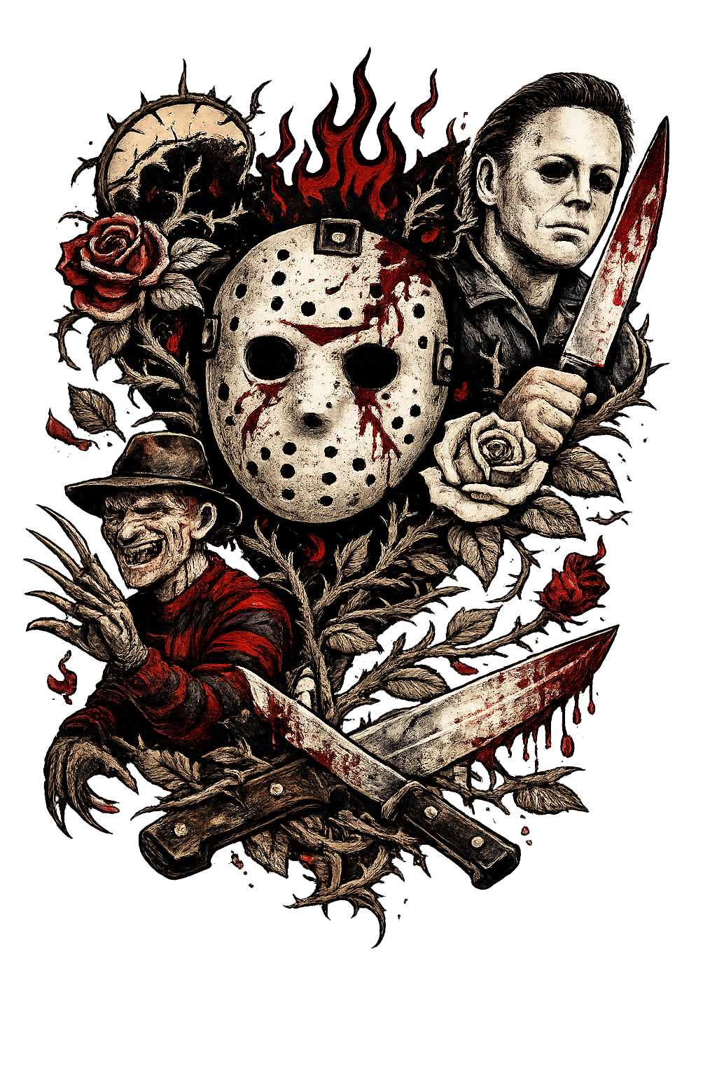 Horror Icons Art Poster DTF