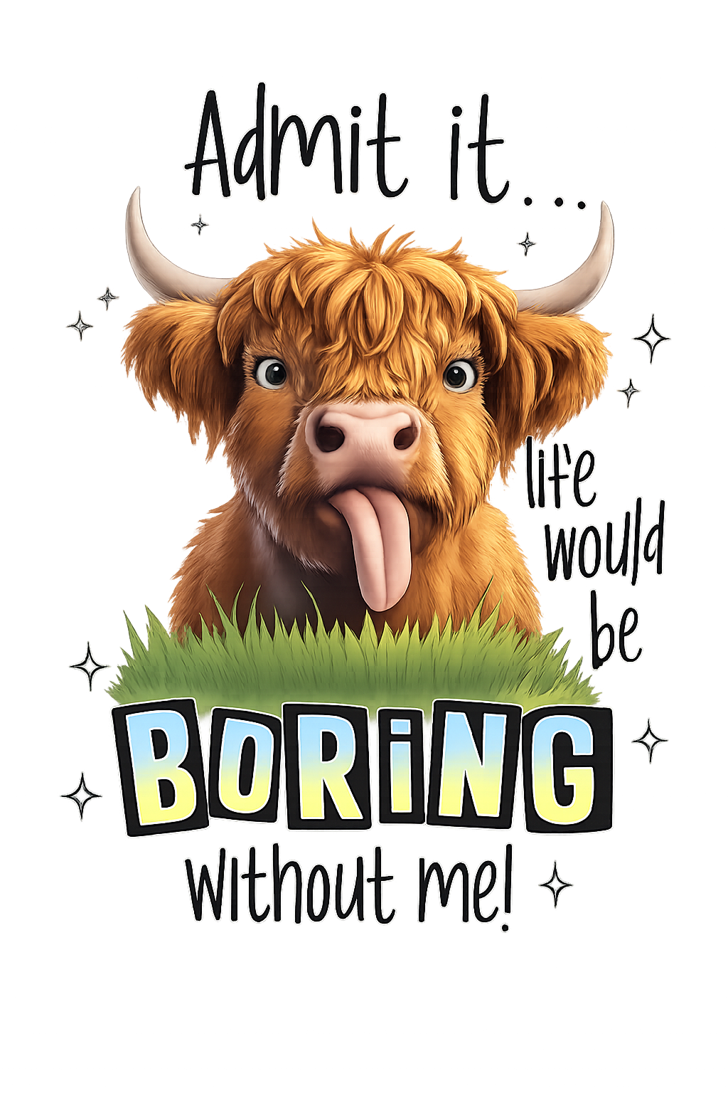 Funny Highland Cow DTF