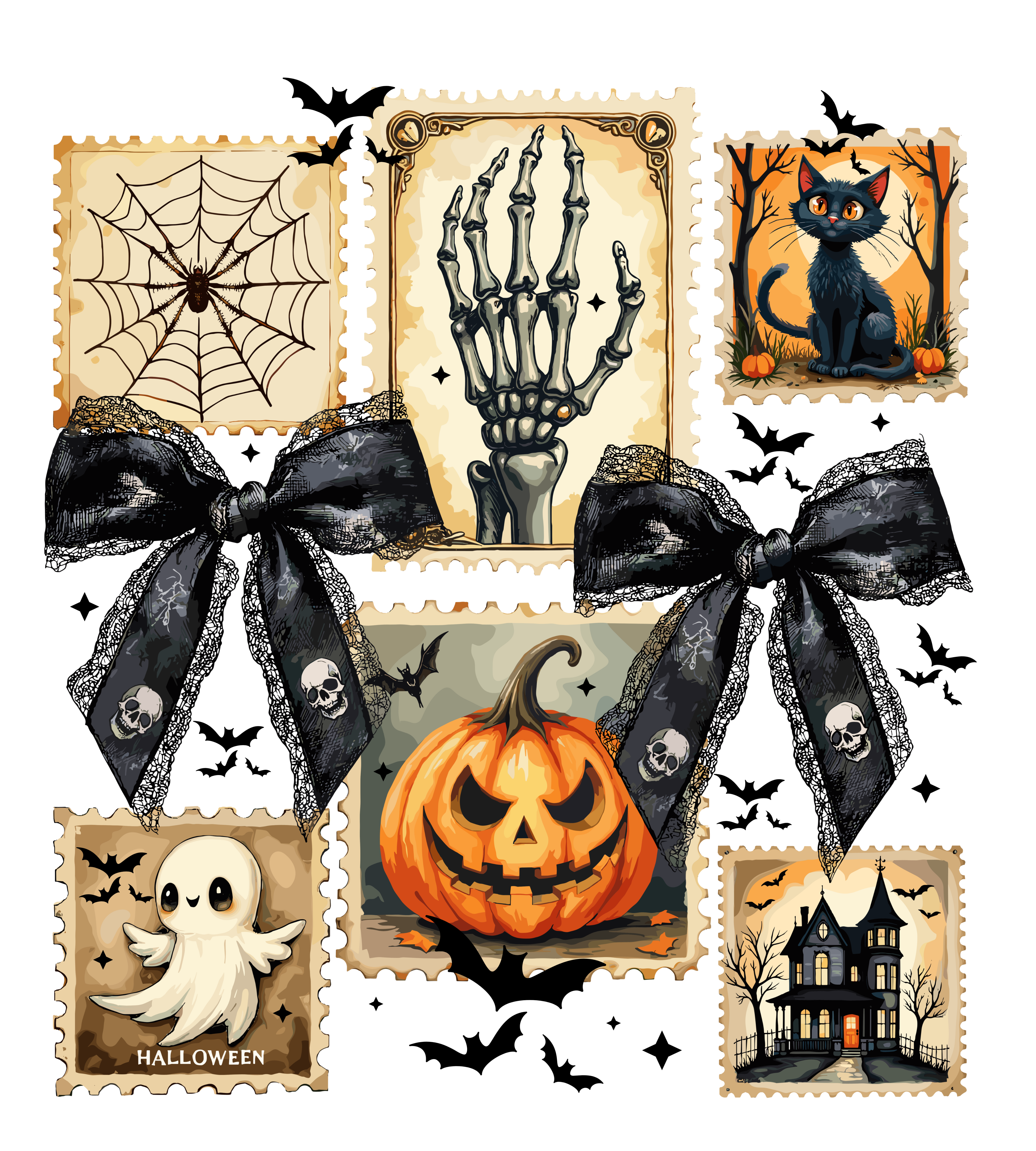 Halloween Sticker & Bow Set DTF