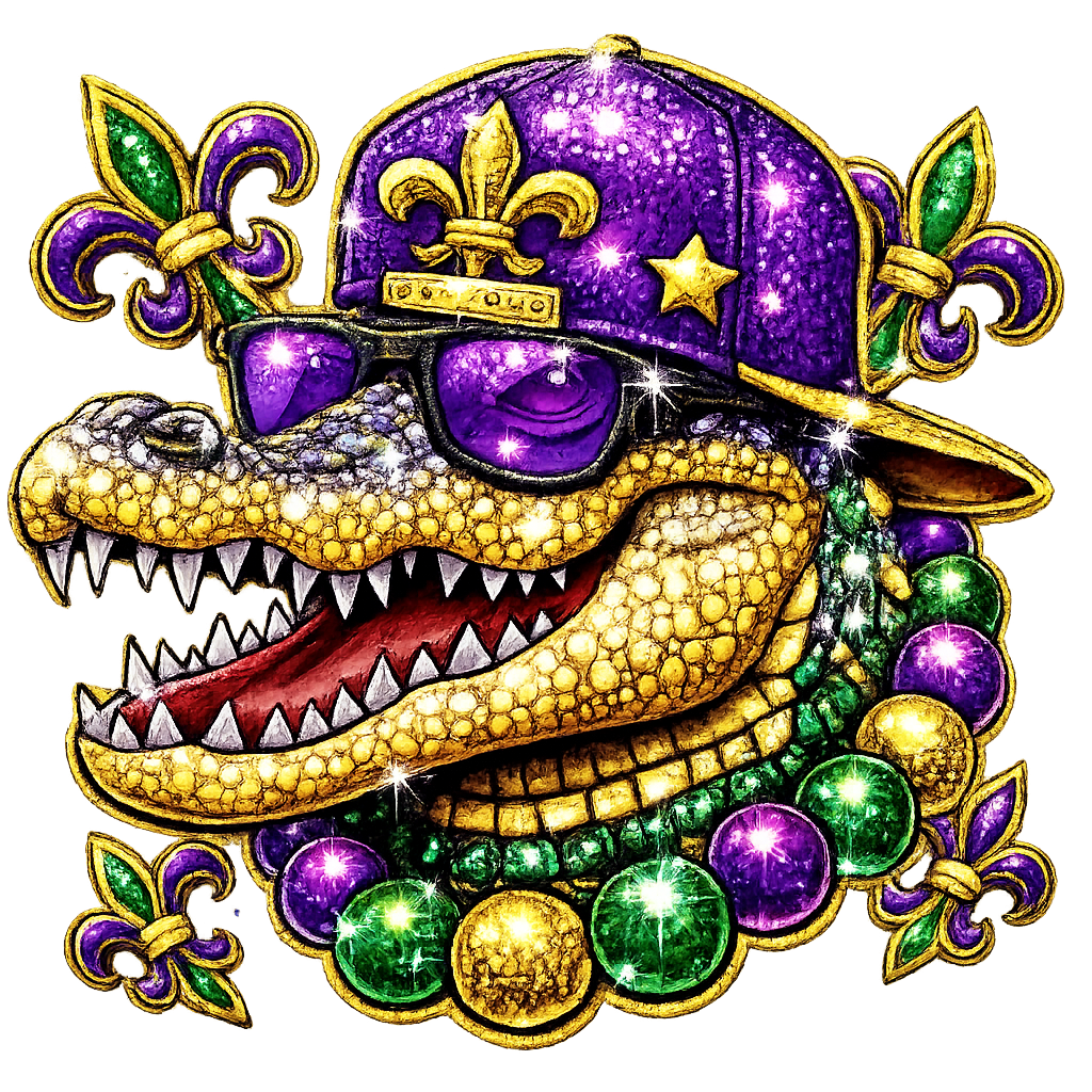 Mardi Gras Alligator Bling DTF