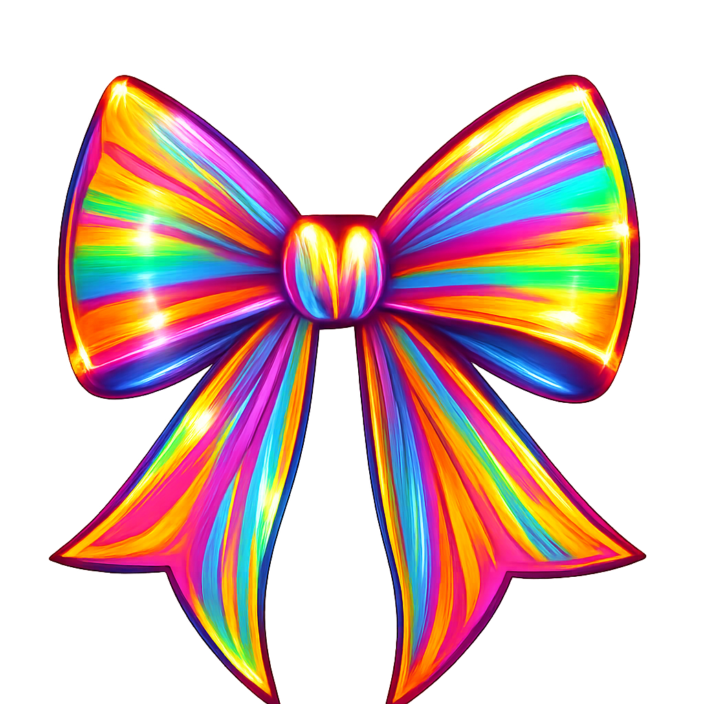 Rainbow Ribbon Bow DTF