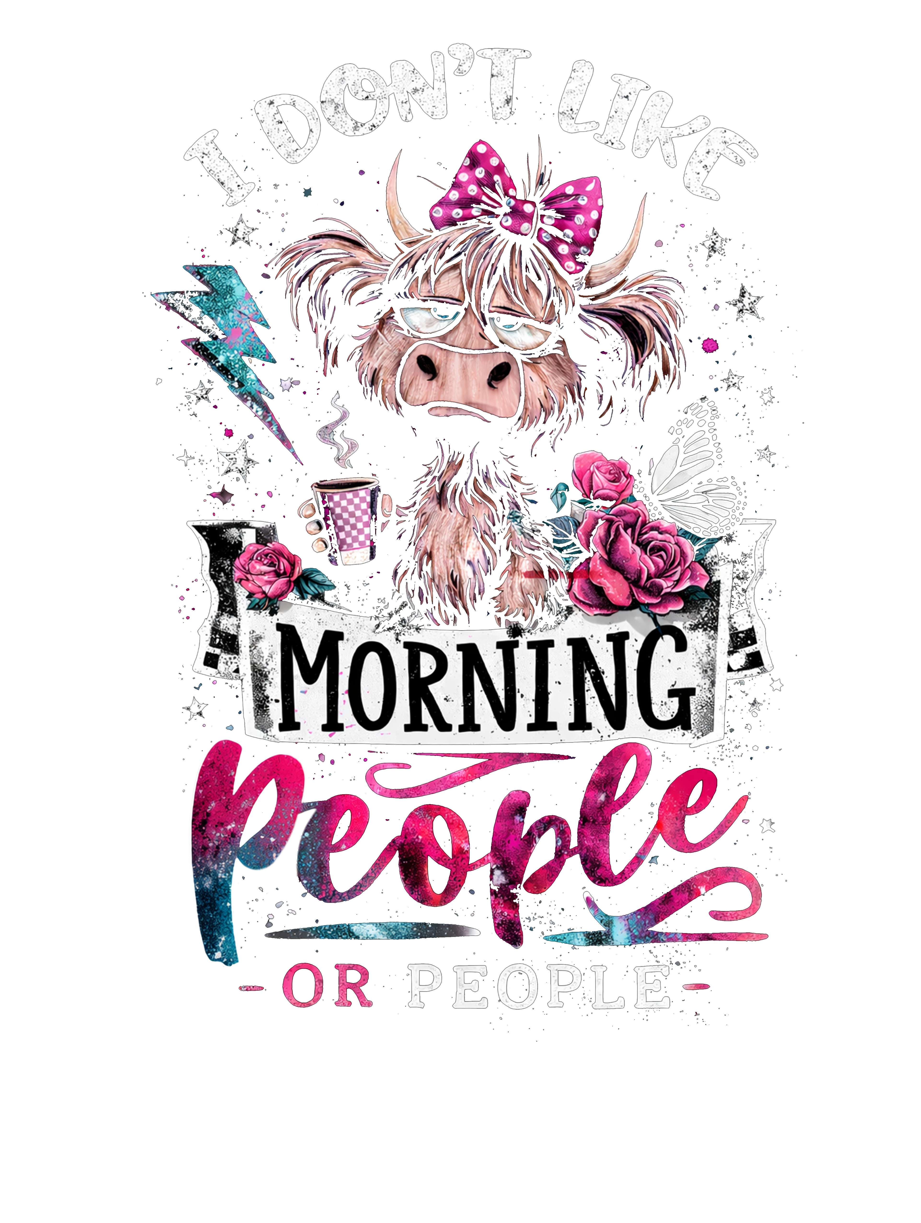 Funny Cow Morning People T-Shirt DTF