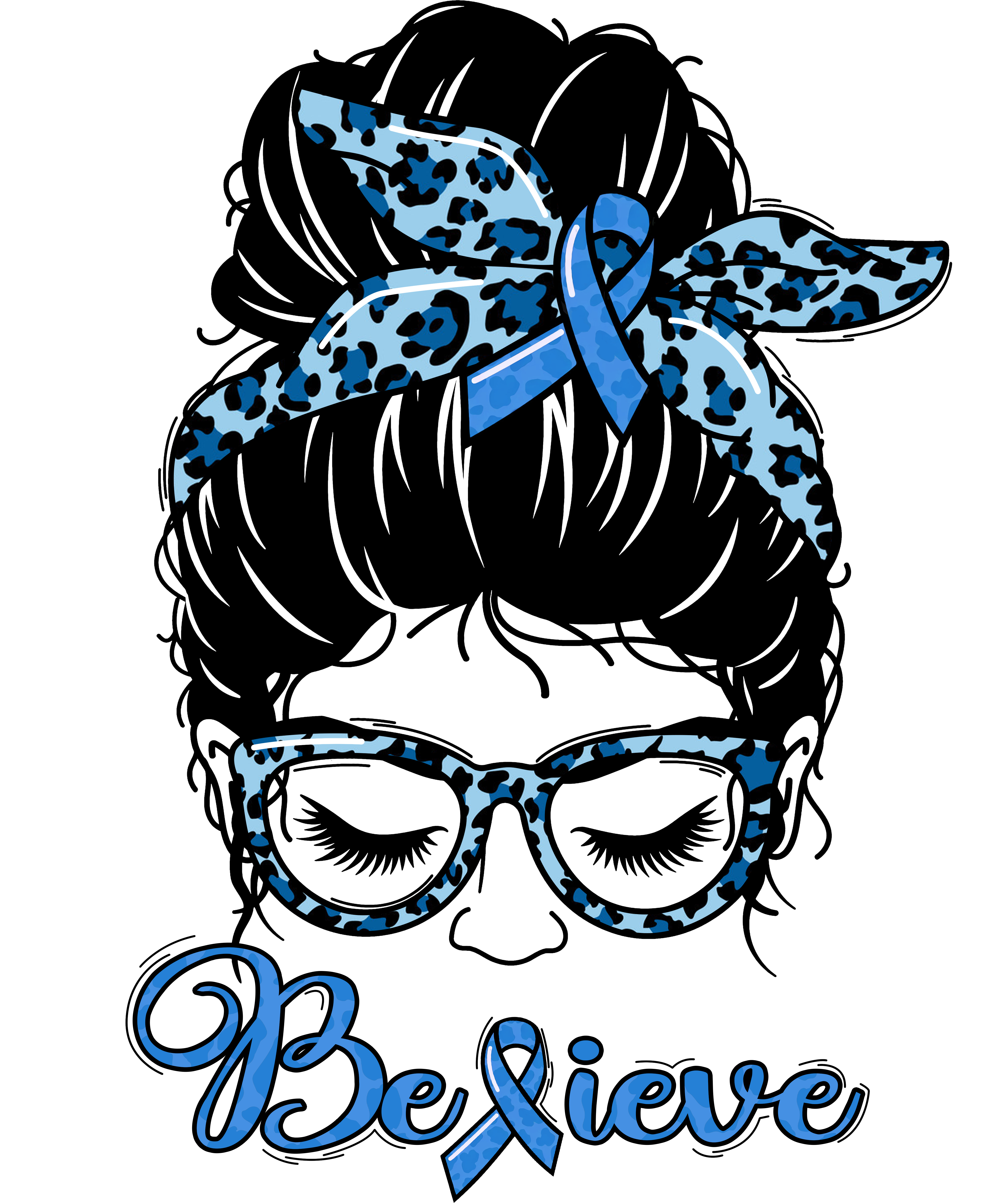 Blue Ribbon 'Believe' Awareness T-Shirt DTF