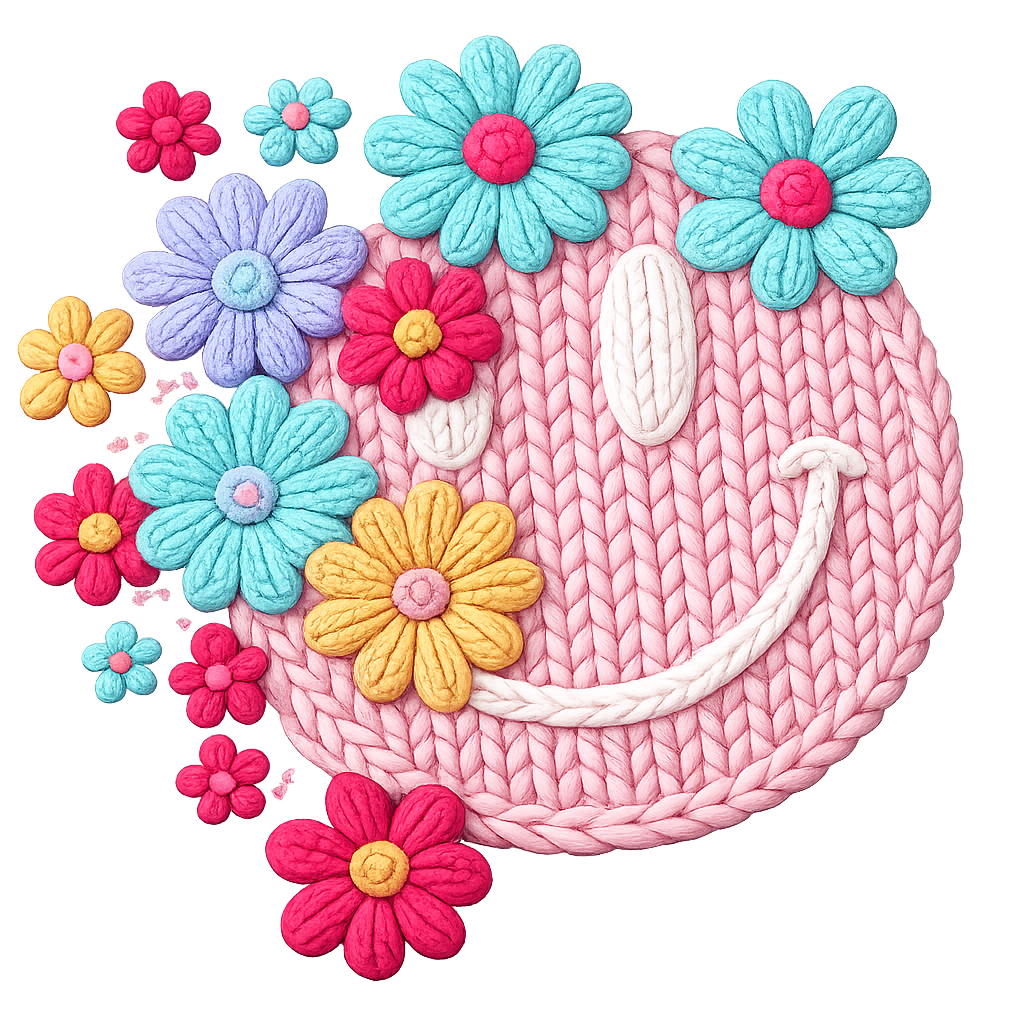 Knitted Floral Smile DTF