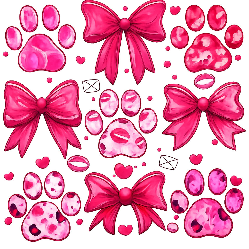 Pink Paws and Bows DTF