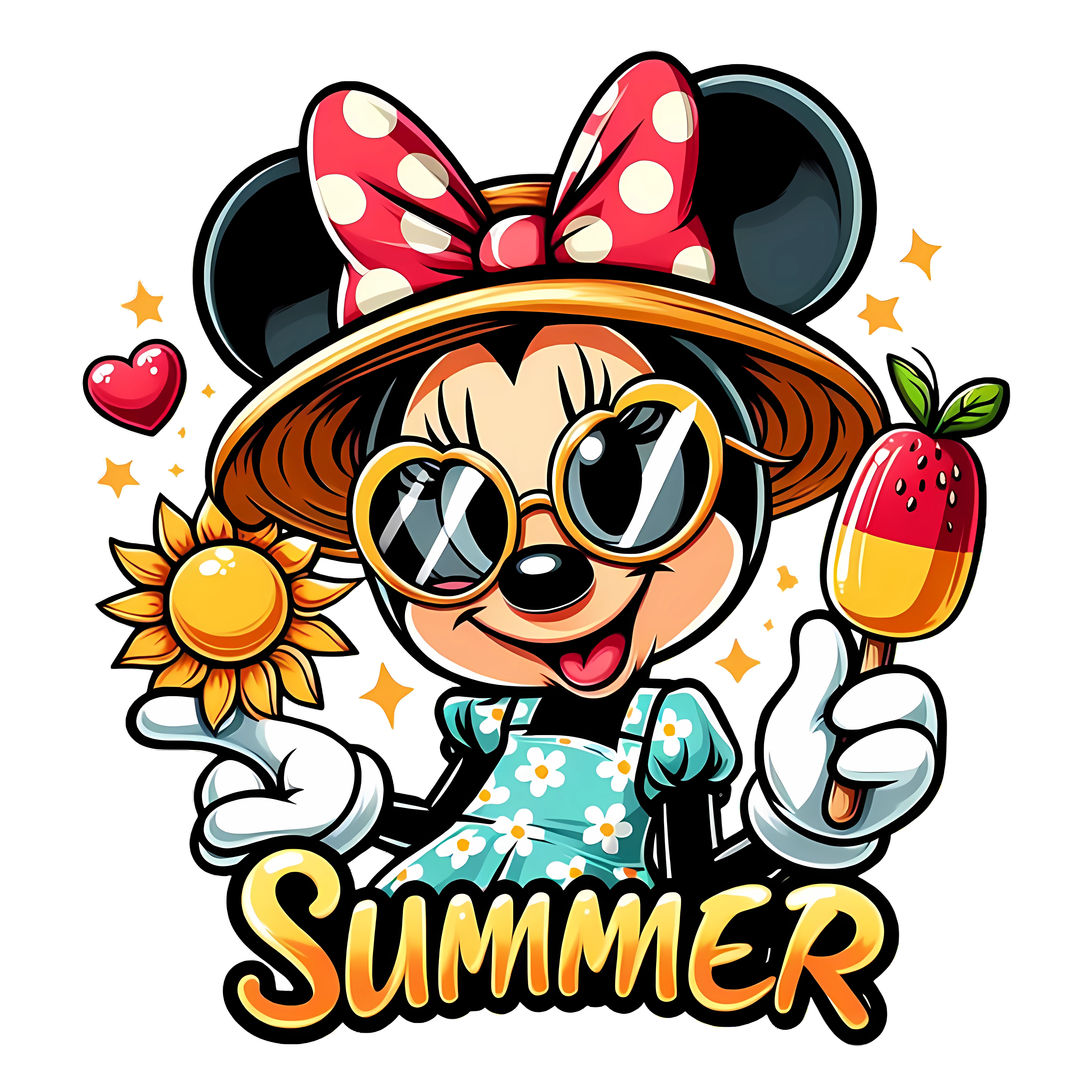 Summer Cartoon Mouse Poster DTF