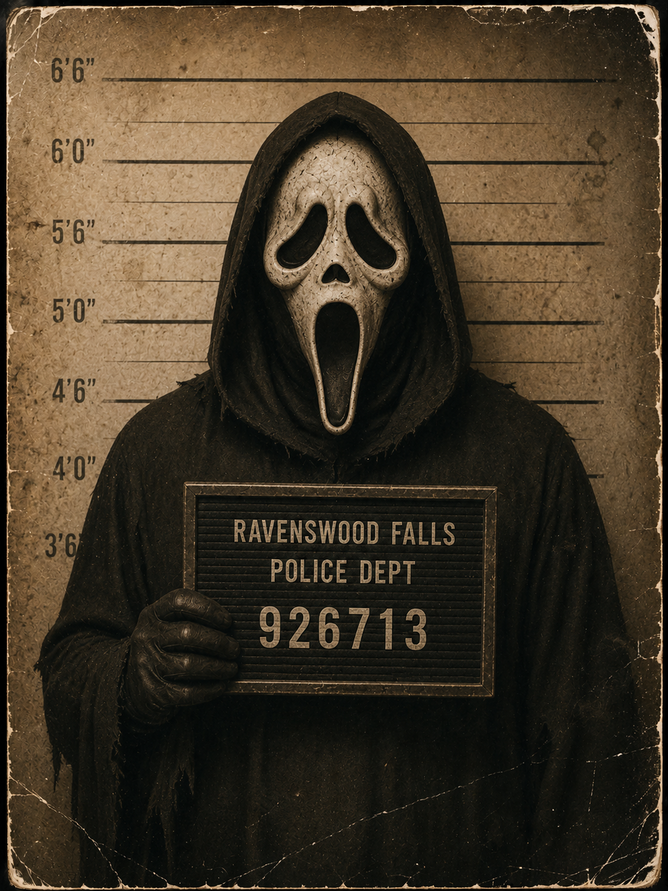 Ghost Face Mugshot Poster DTF