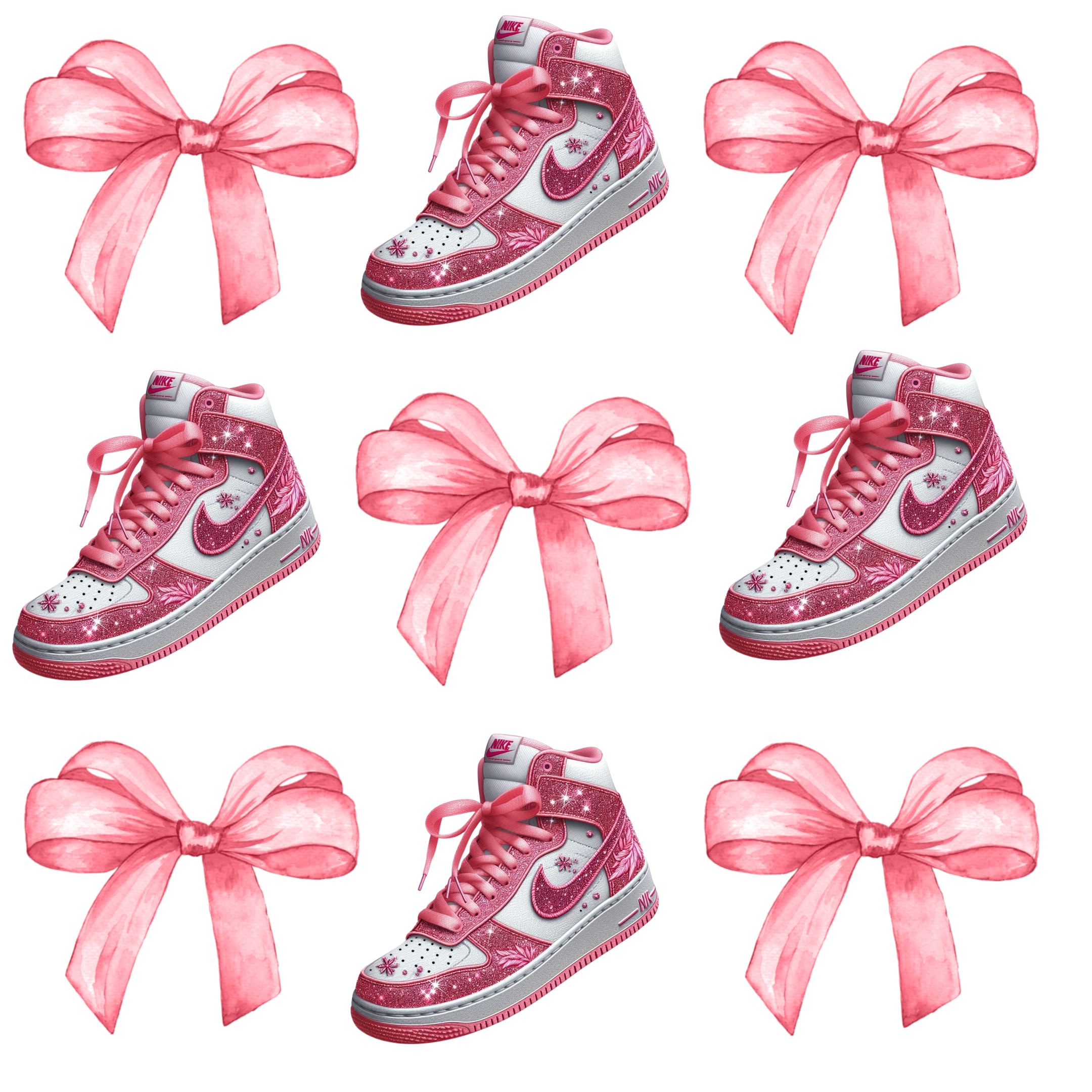 Pink Glitter High-Top Sneakers DTF