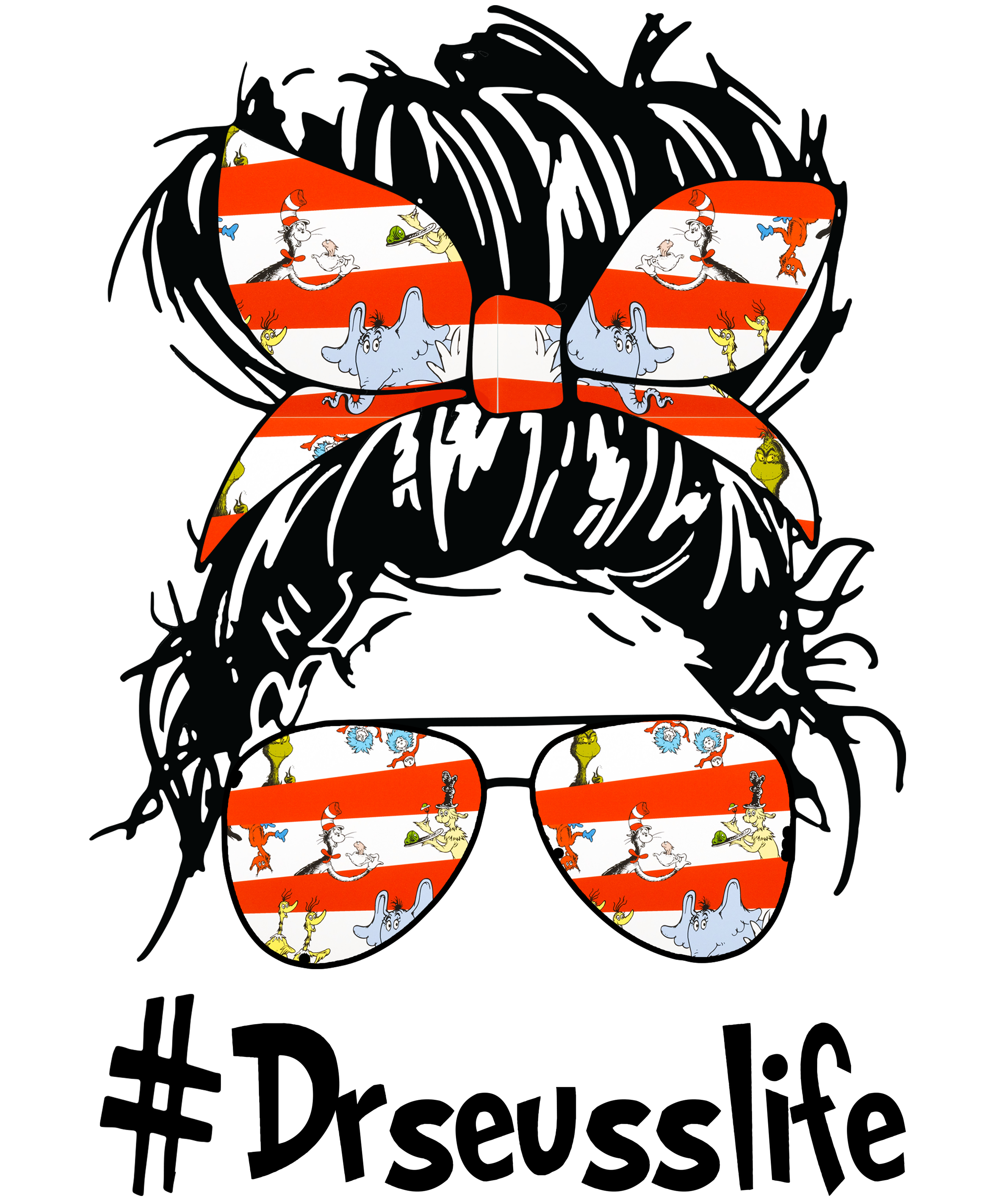 Dr. Seuss Character Hair Bow & Sunglasses Set DTF
