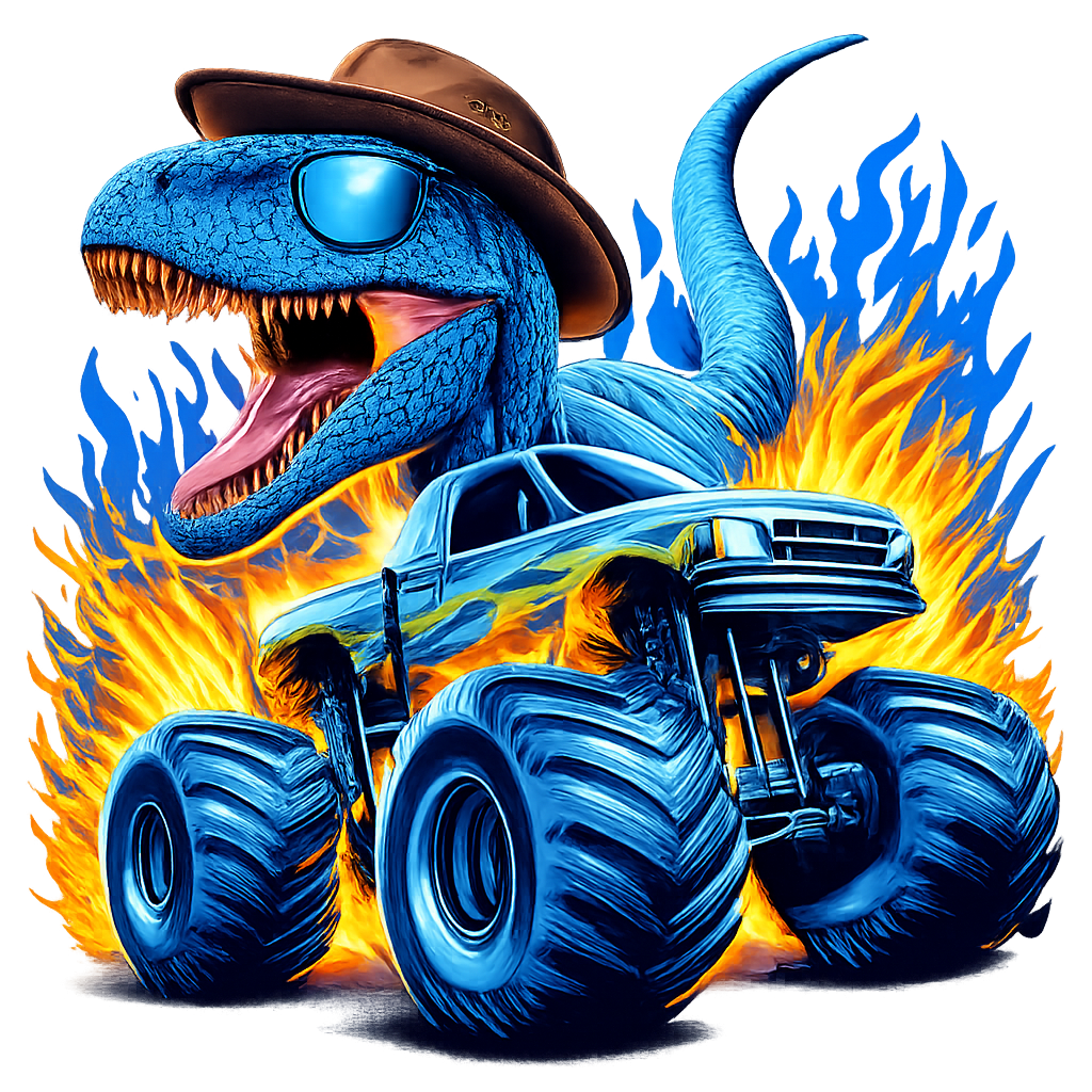 Dinosaur Monster Truck DTF
