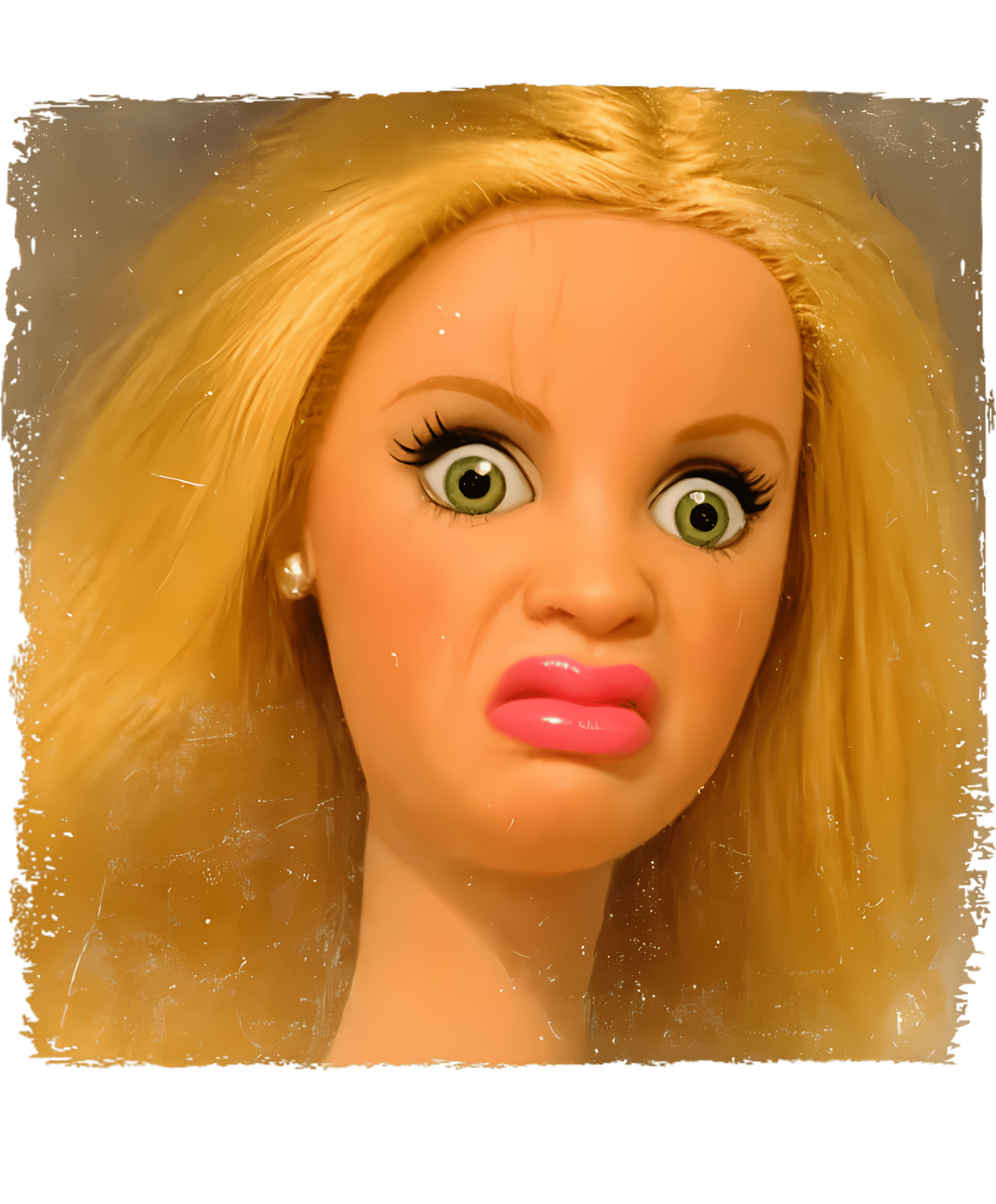 Blonde Fashion Doll Head DTF