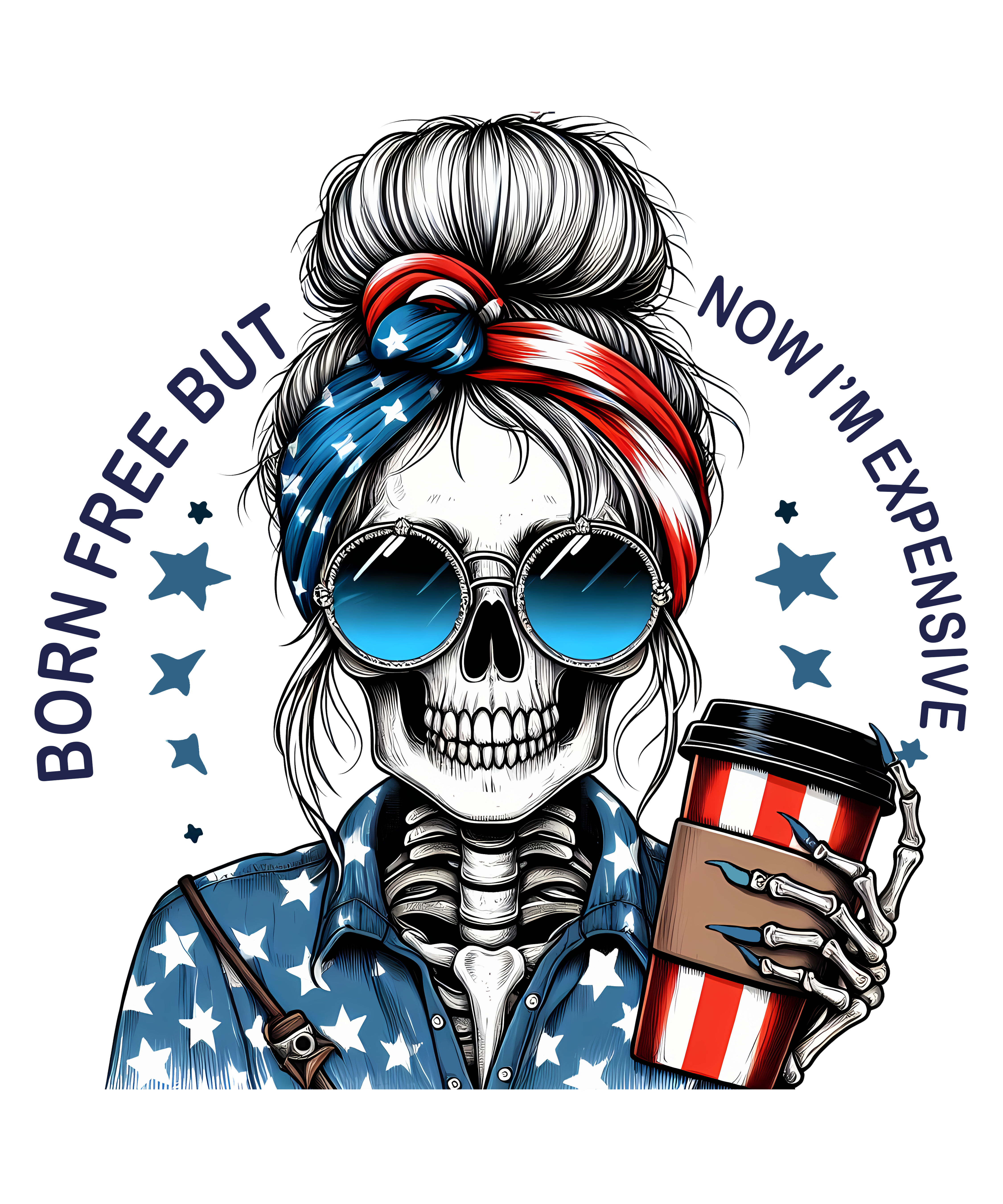Patriotic Skeleton Coffee Tumbler DTF