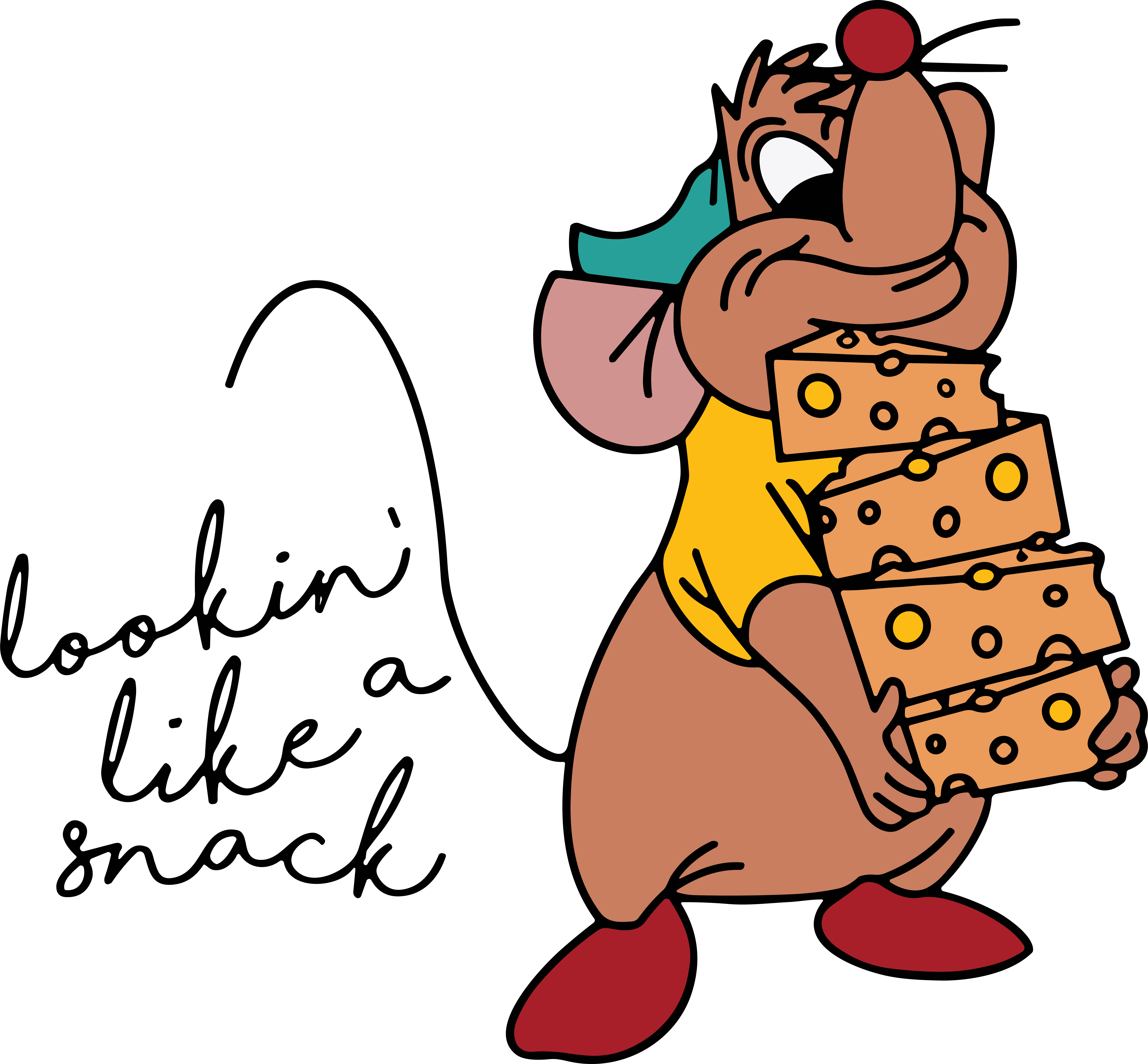 Cartoon Mouse Cheese Figurine DTF