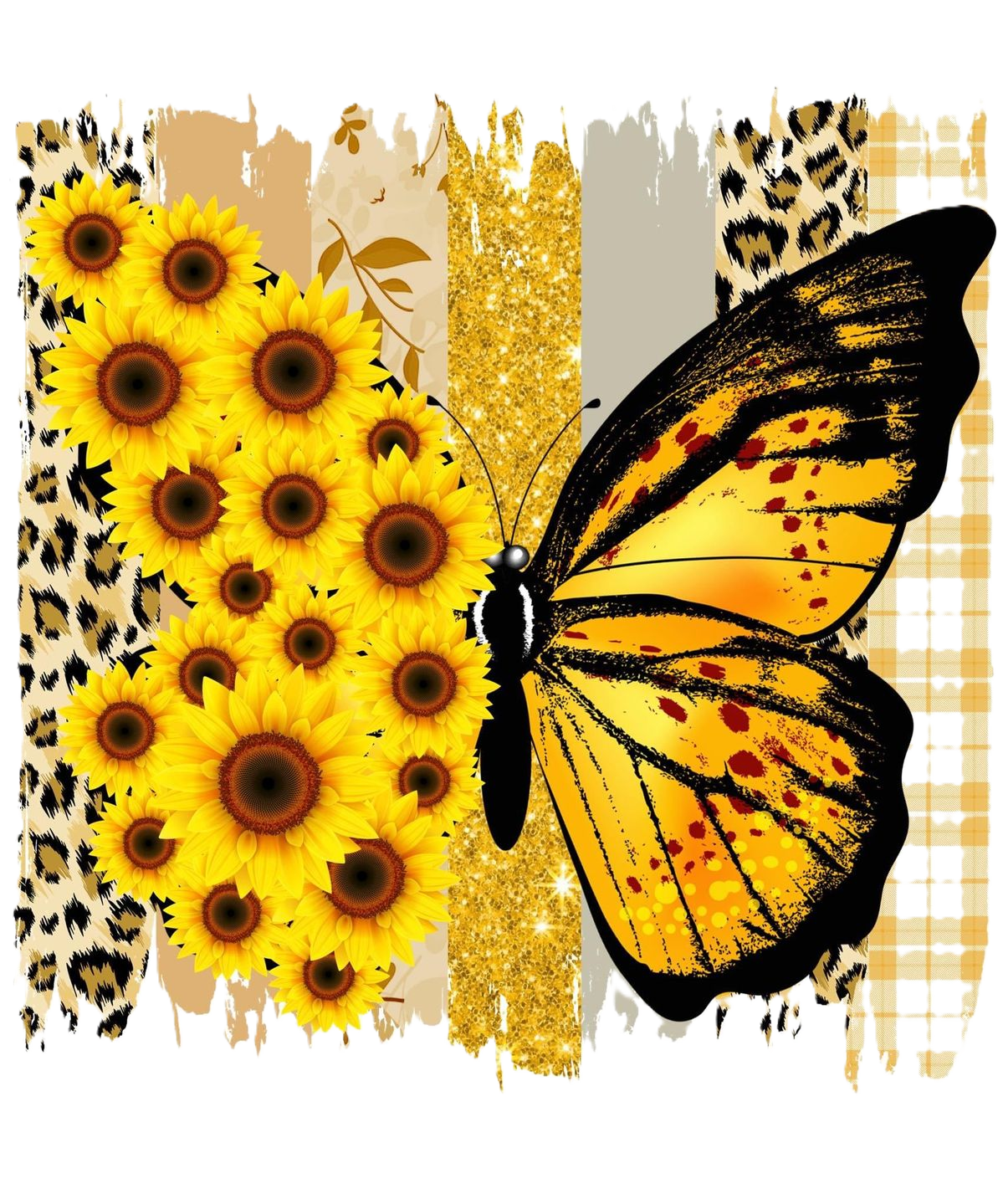 Sunflower & Butterfly Art Print DTF