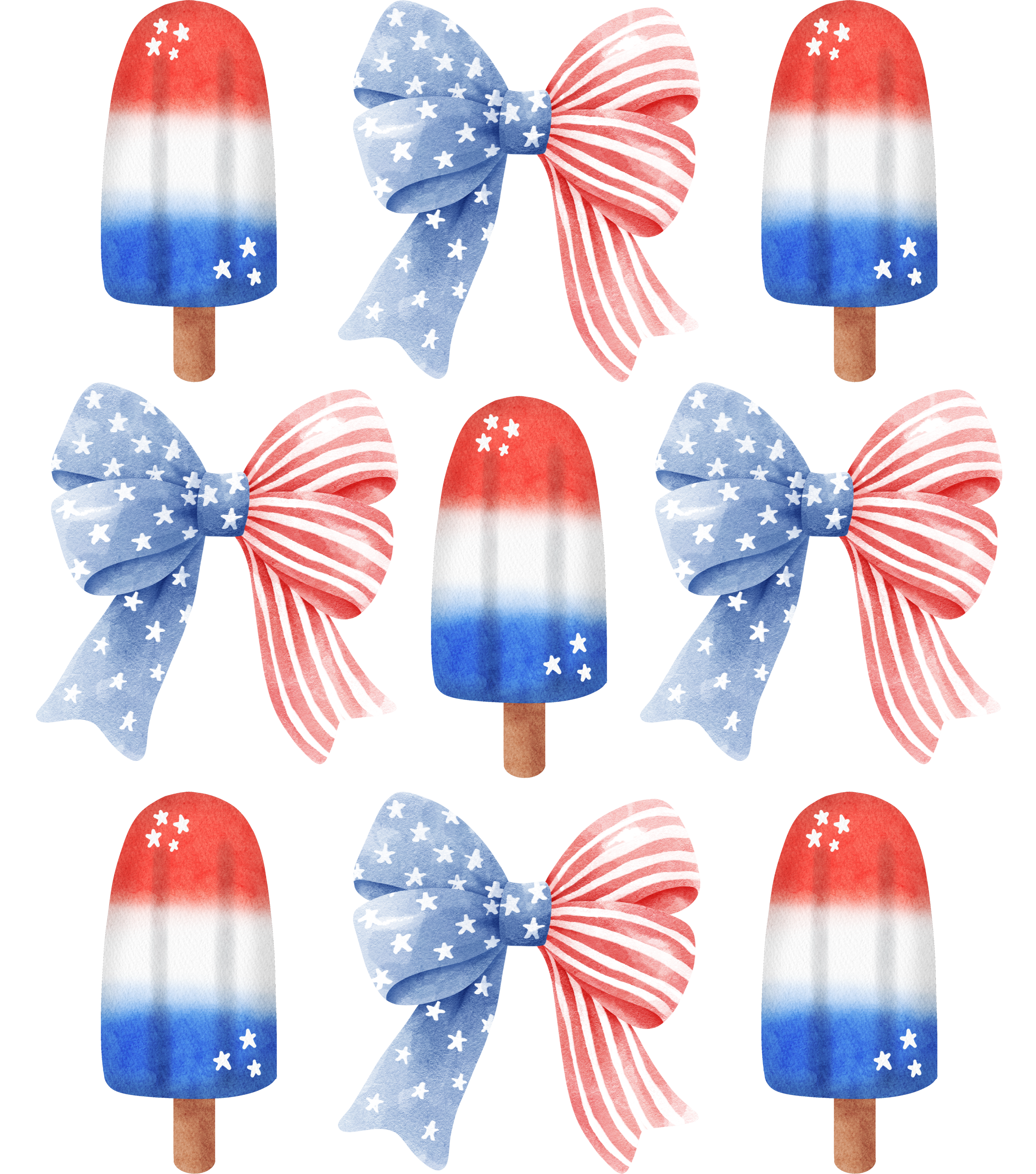 Patriotic Popsicle & Bow Set DTF
