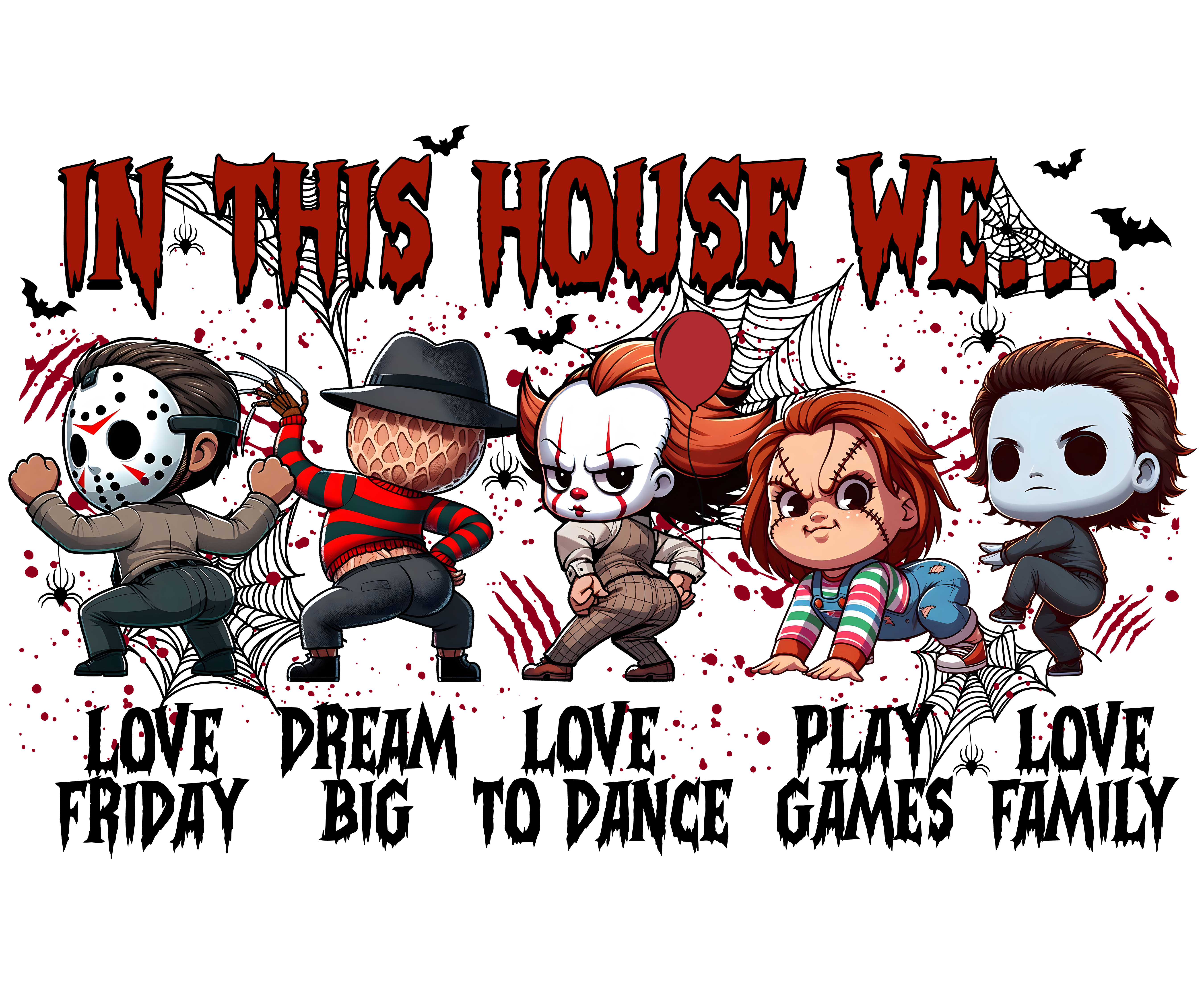 Horror Movie Icons Chibi Art Print DTF