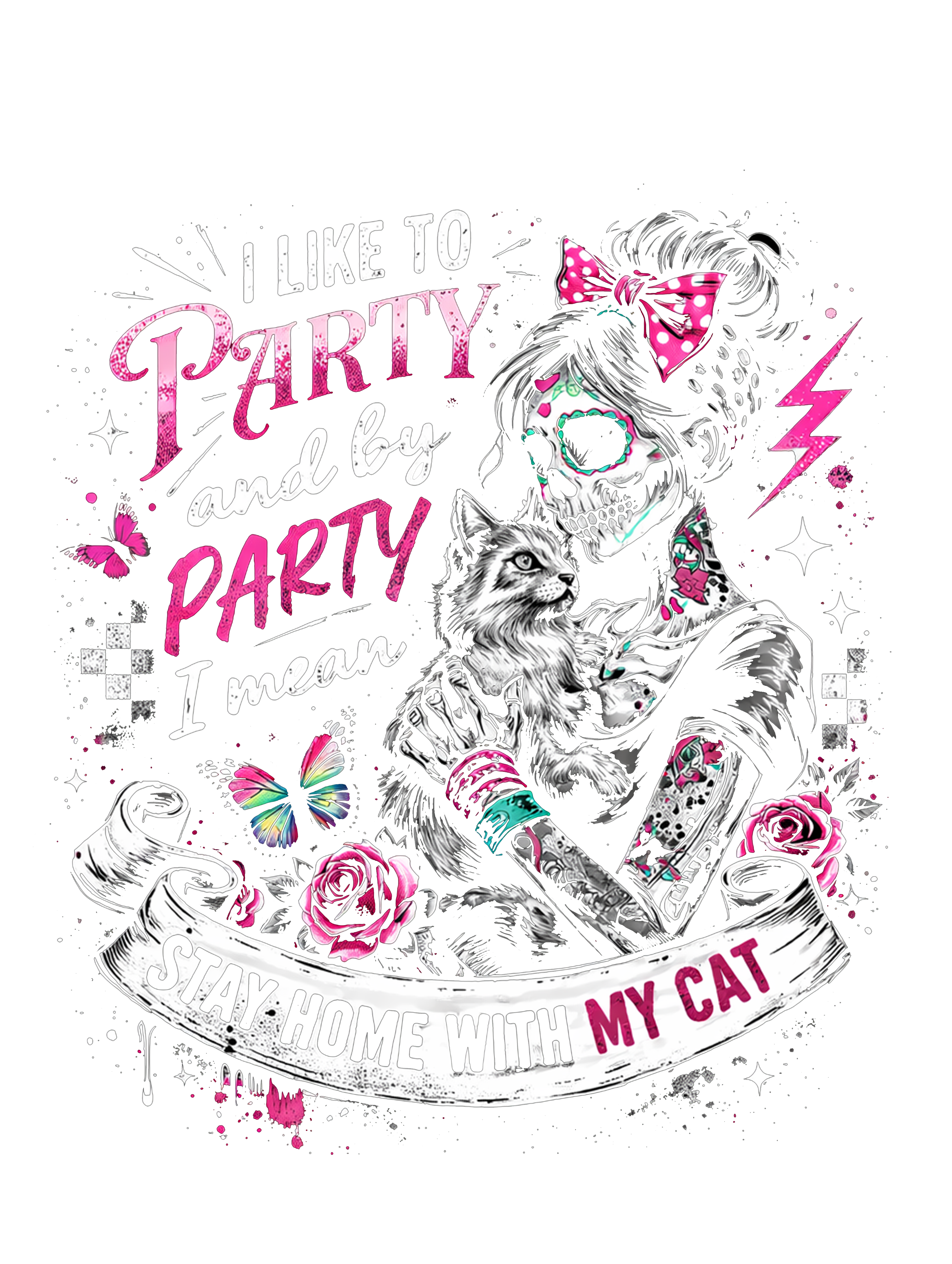 Stay Home With My Cat T-Shirt DTF