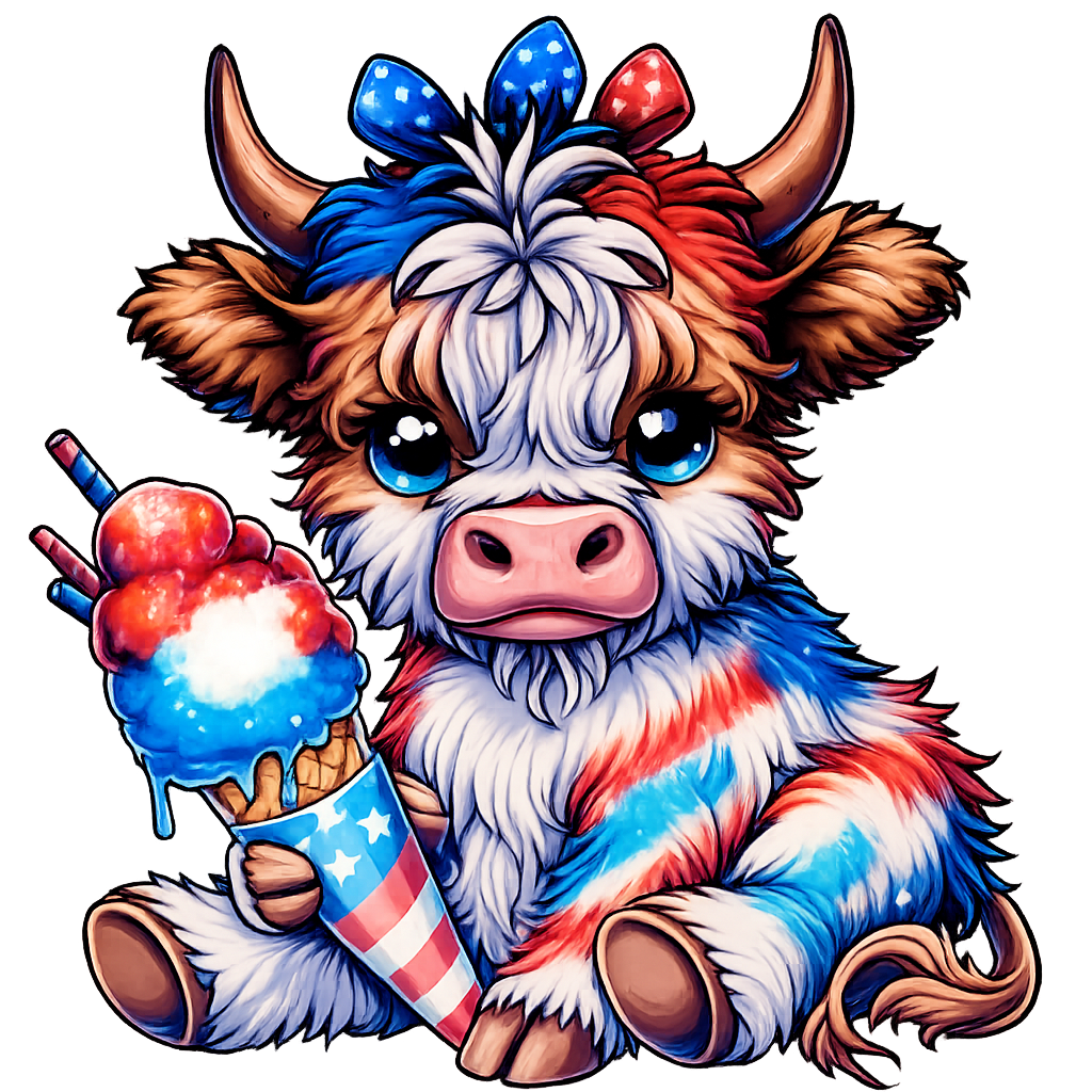 Patriotic Plush Cow DTF