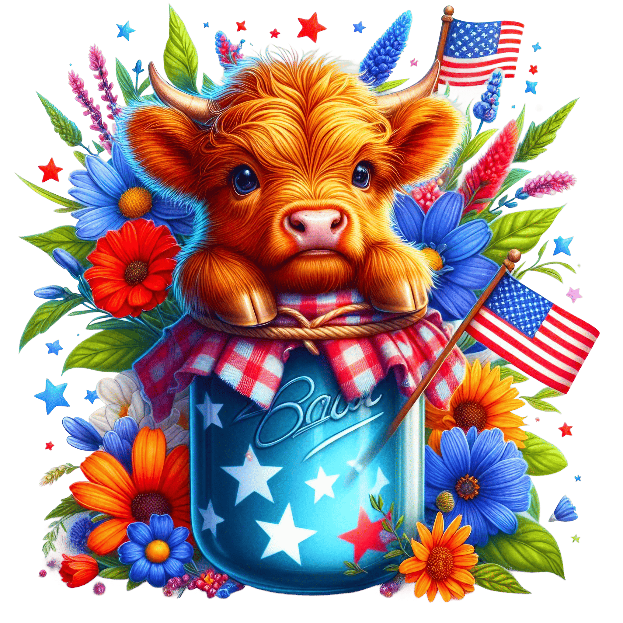 Patriotic Cow Jar Decor DTF