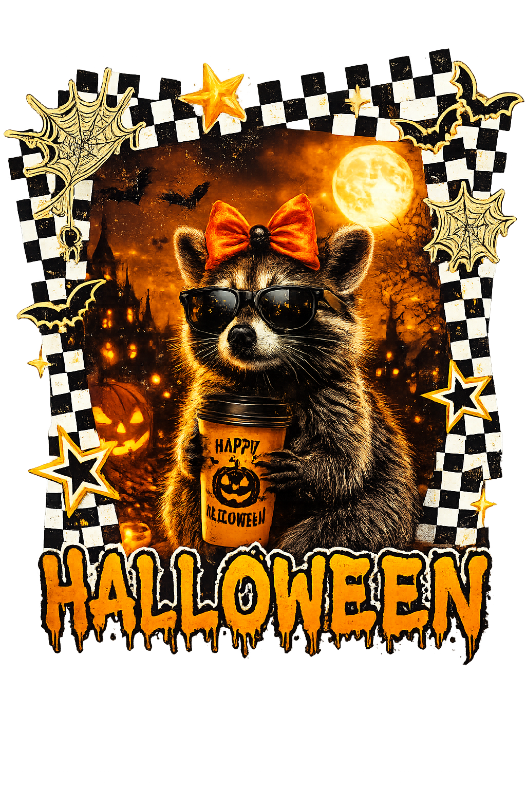 Halloween Raccoon Poster DTF