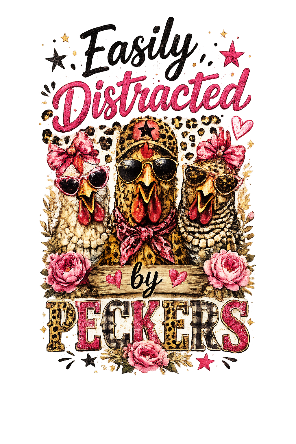 Easily Distracted by Peckers Chicken T-Shirt DTF