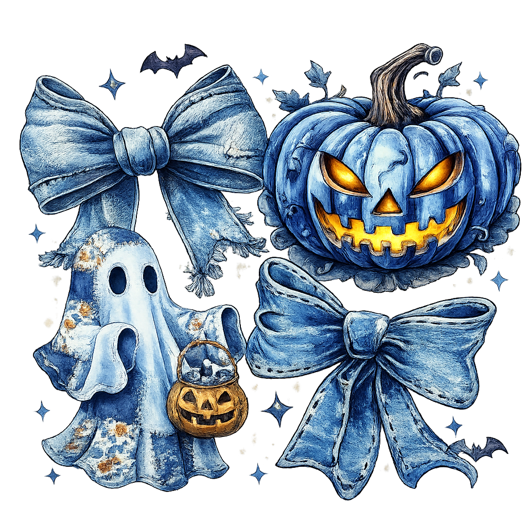Blue Halloween Decor Set DTF
