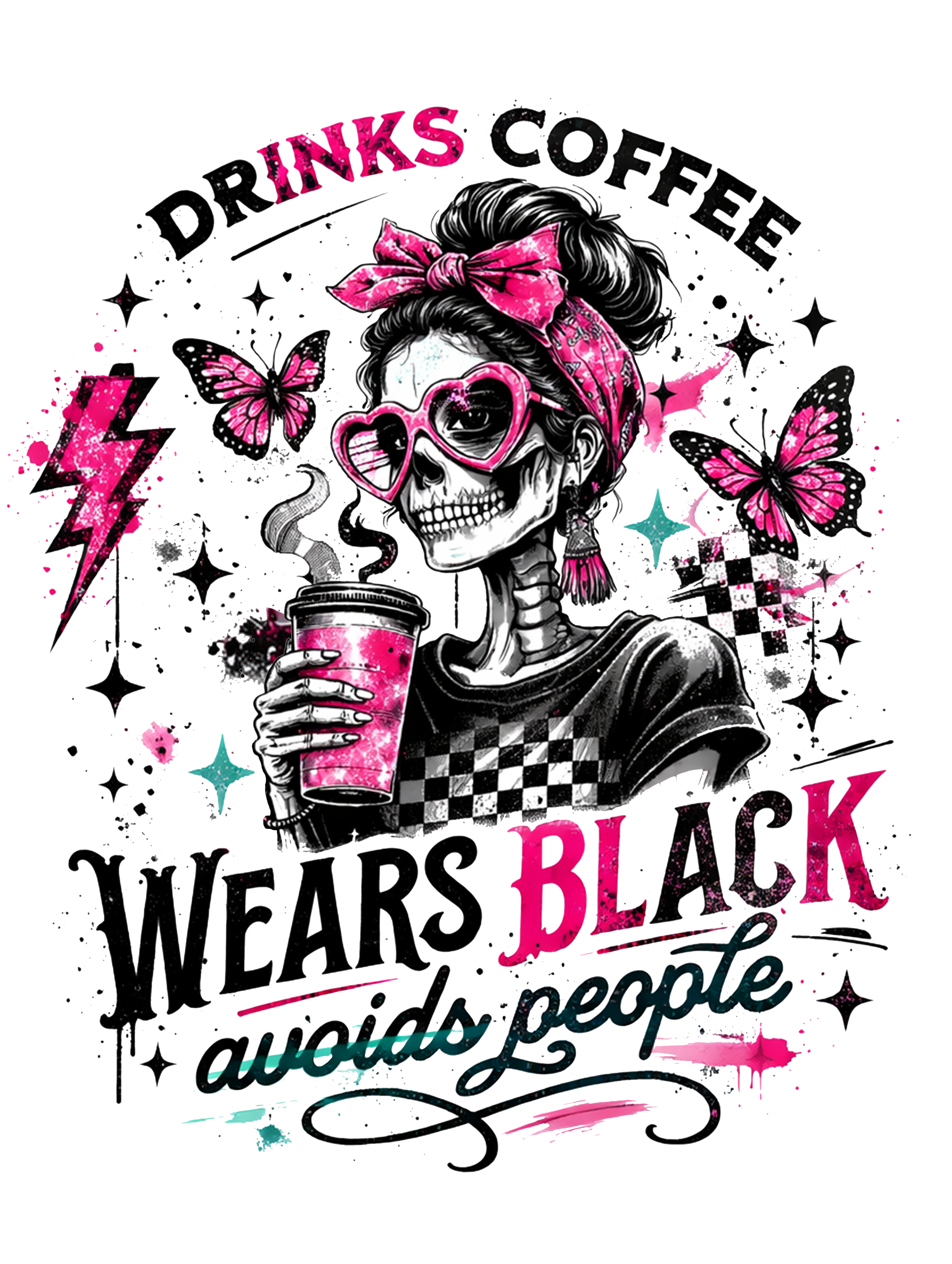 Skeleton Coffee Lover T-Shirt DTF