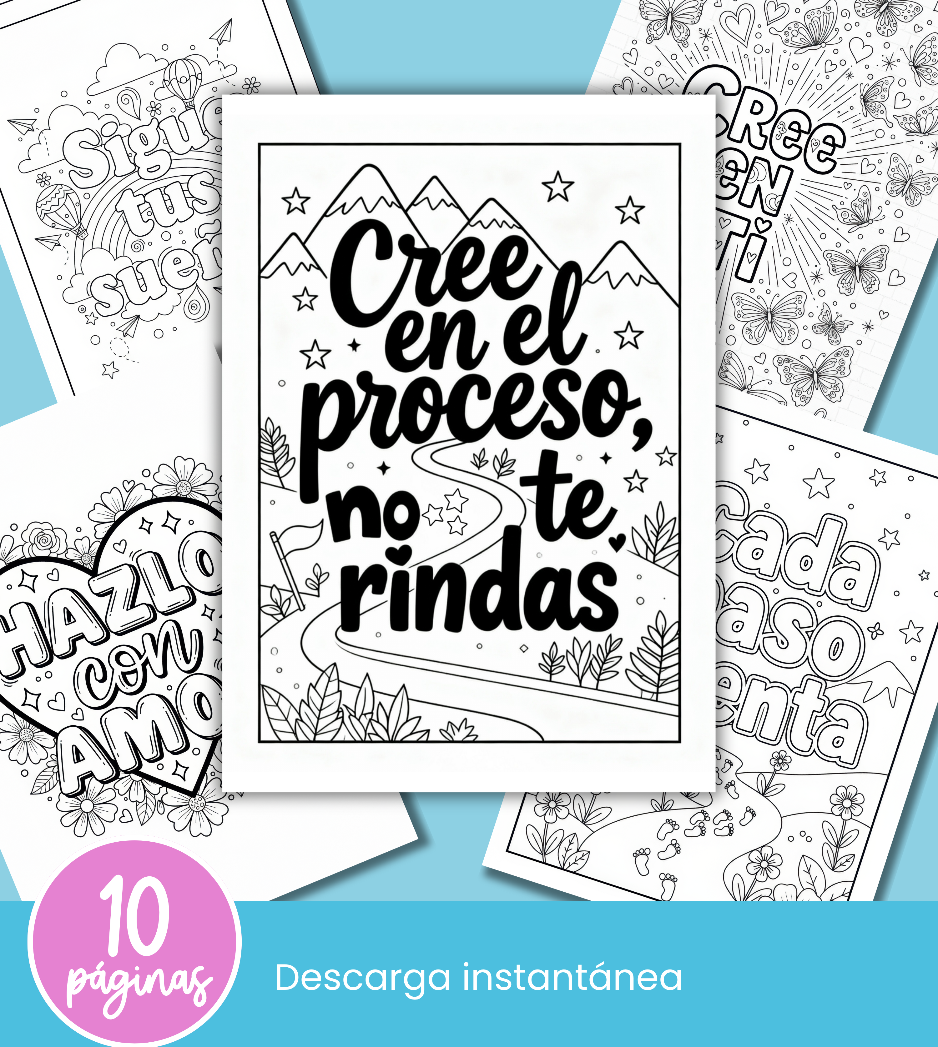 Frases para colorear – 10 páginas inspiradoras