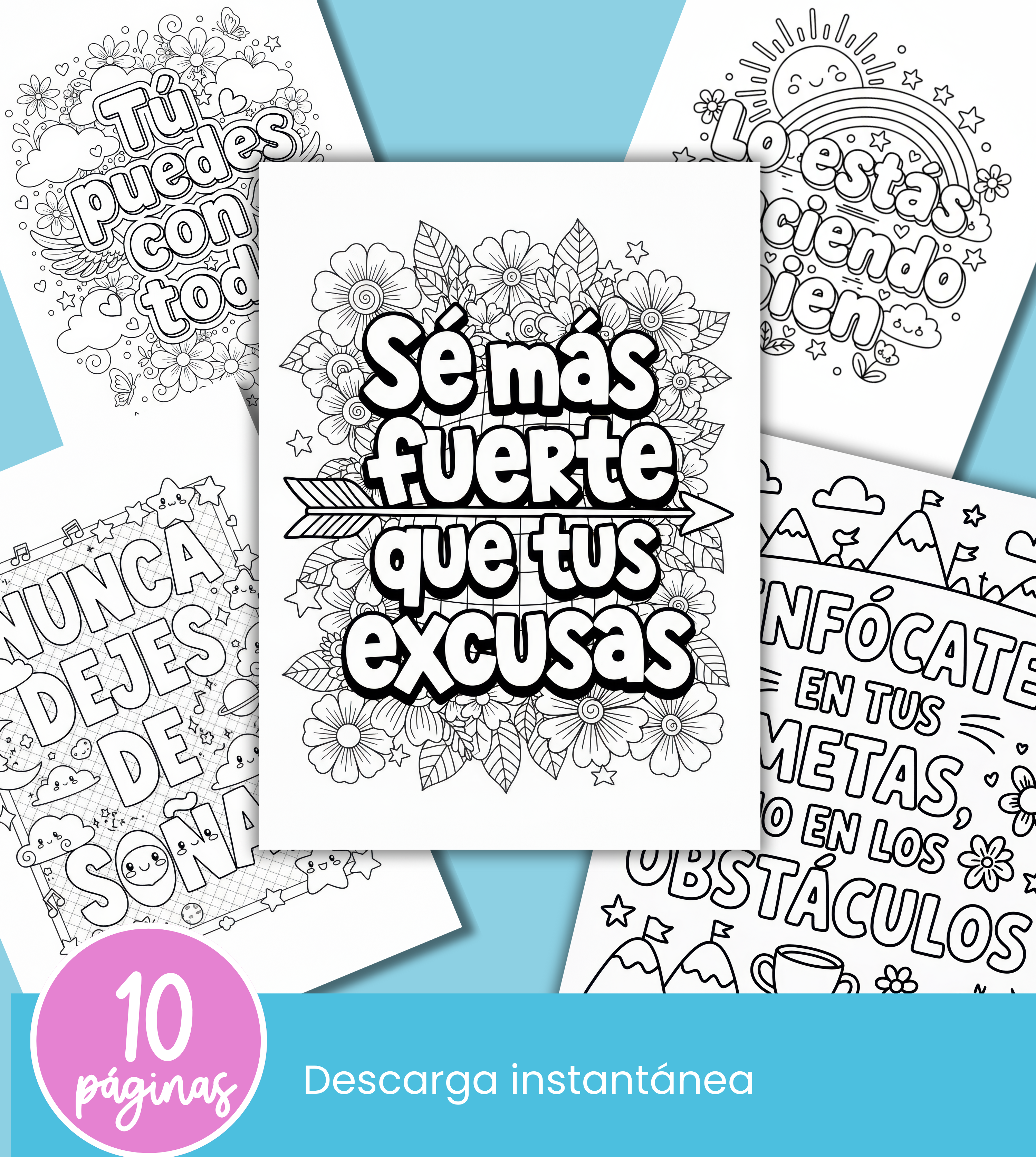 Frases para colorear – 10 páginas inspiradoras