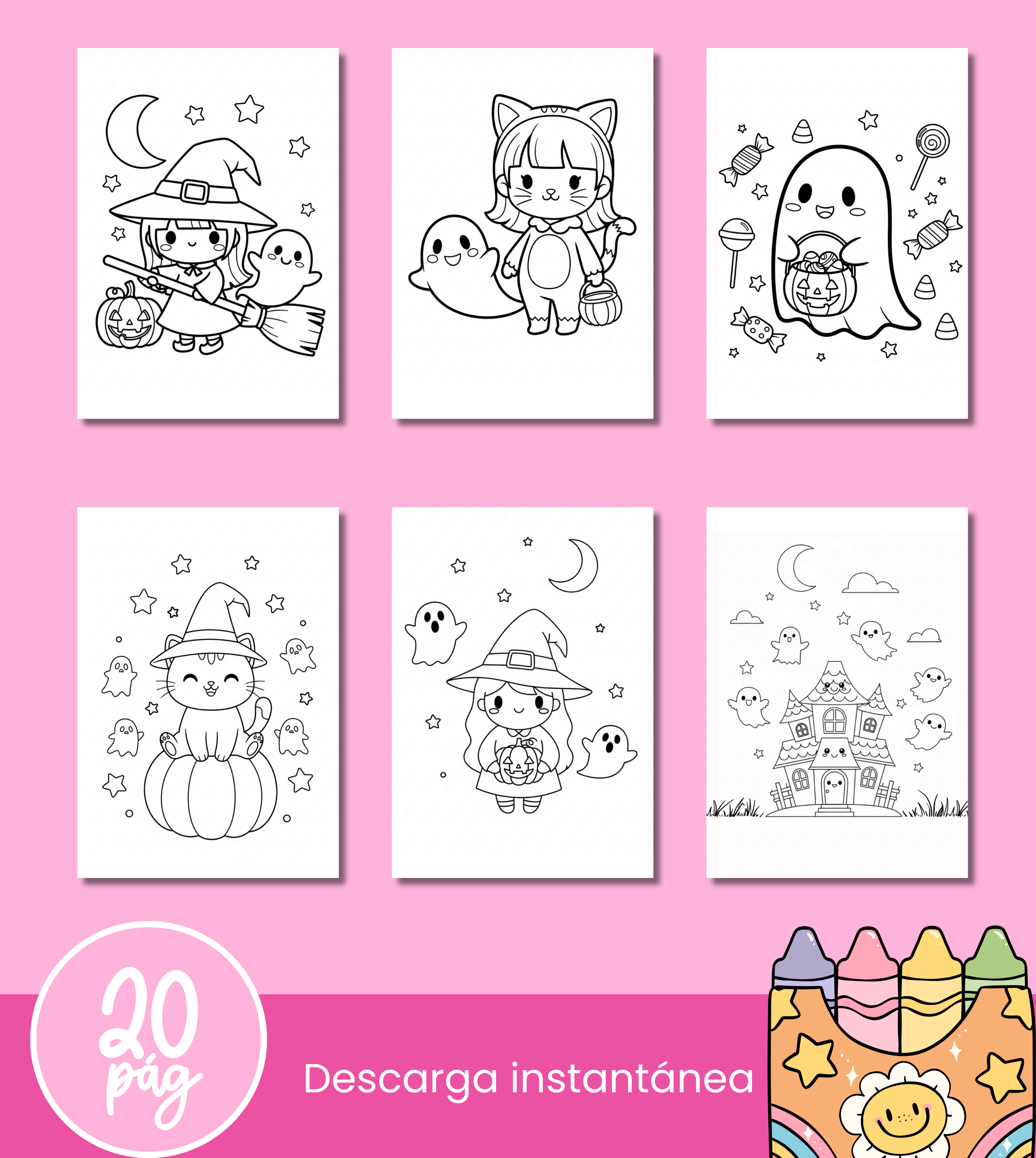 Libro para colorear – Halloween Kawaii