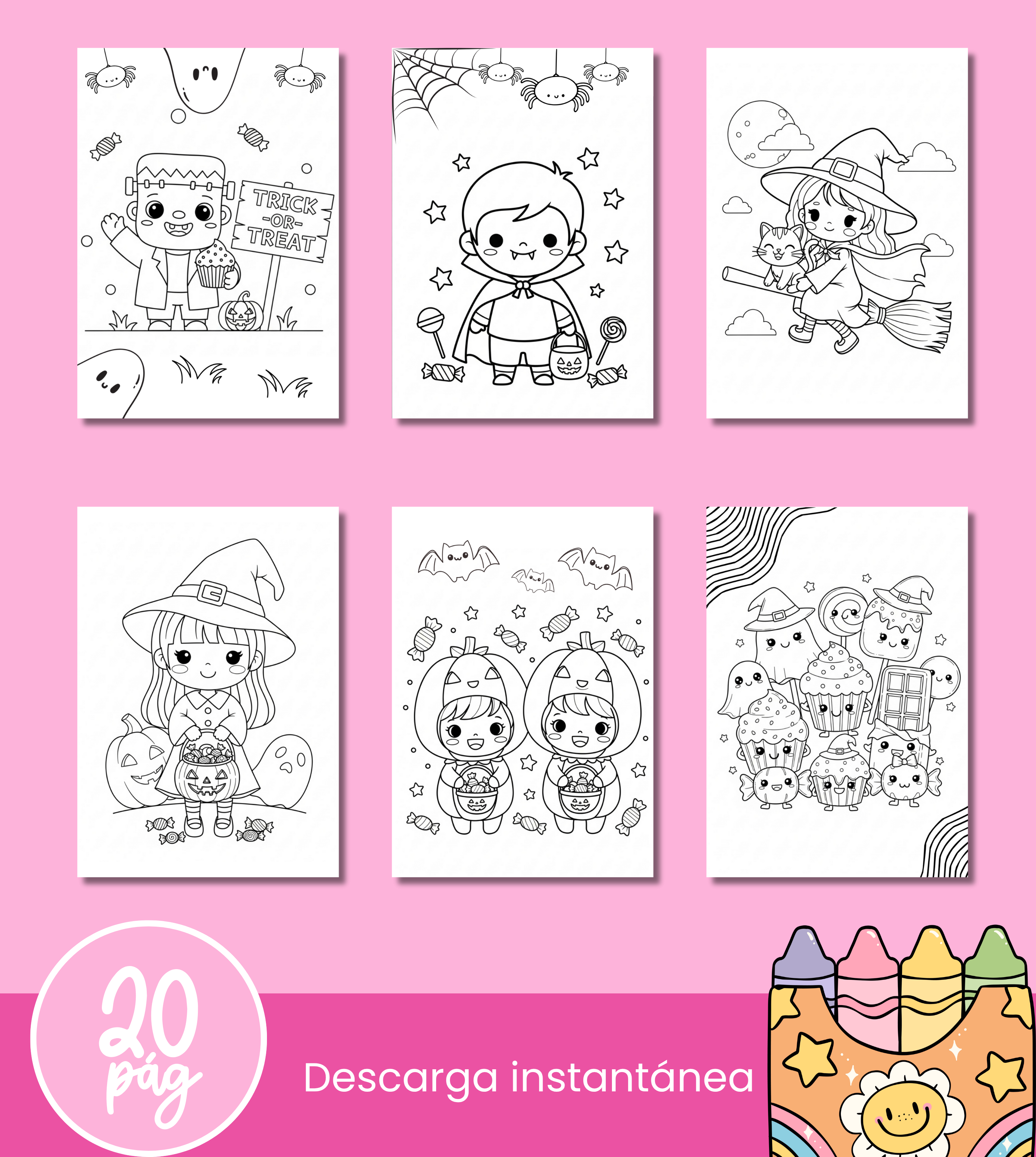 Libro para colorear – Halloween Kawaii