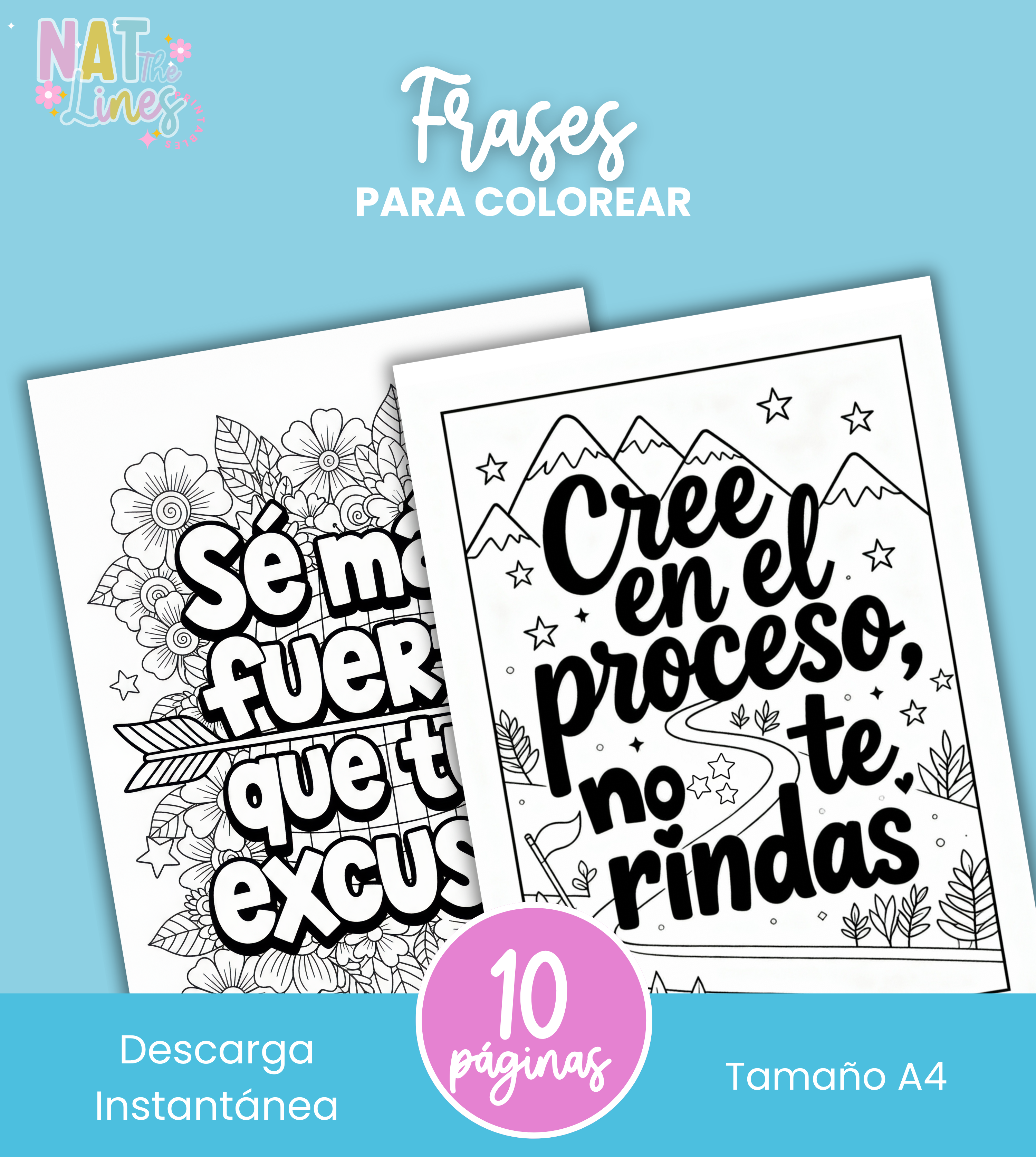 Frases para colorear – 10 páginas inspiradoras