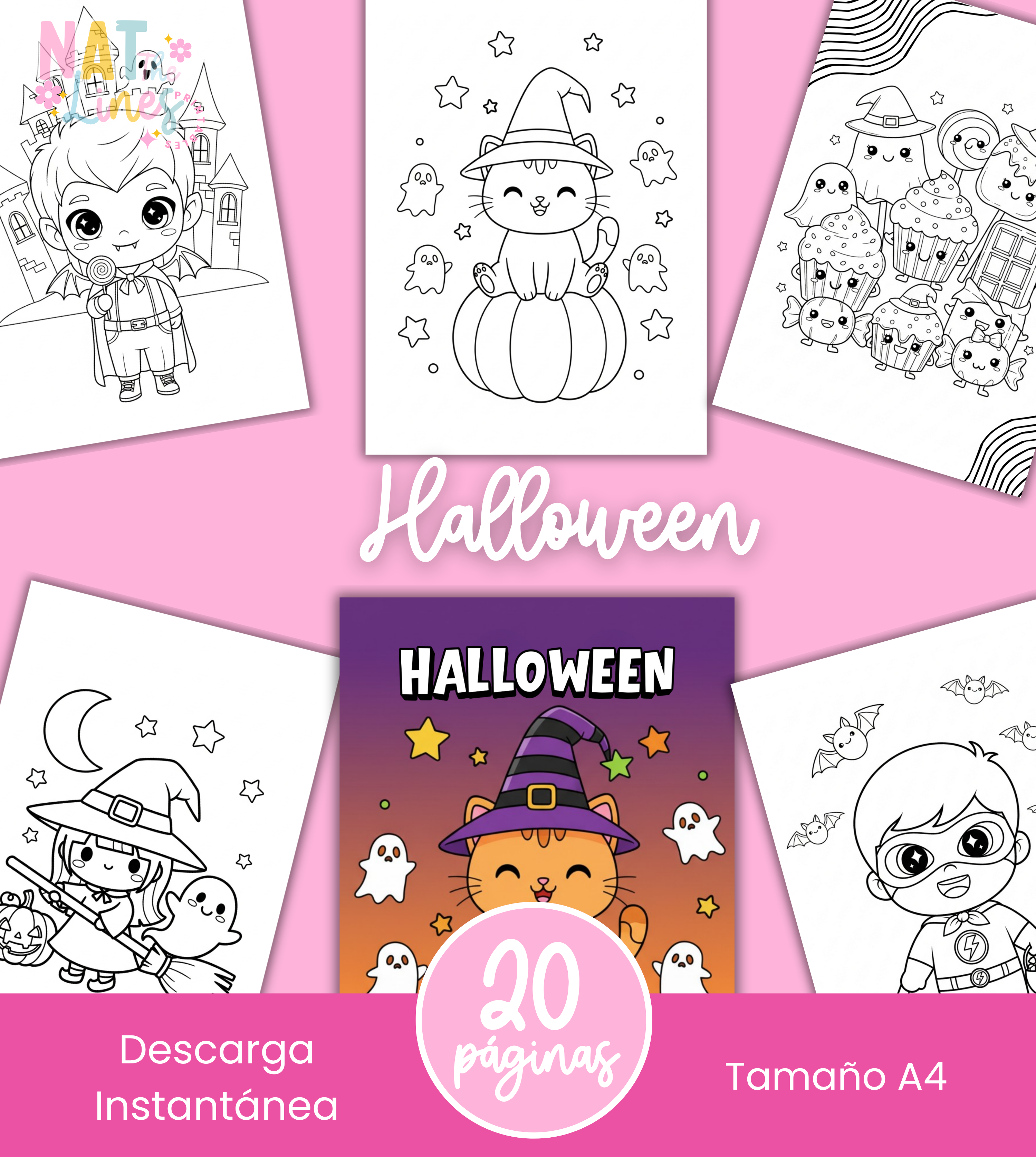 Libro para colorear – Halloween Kawaii