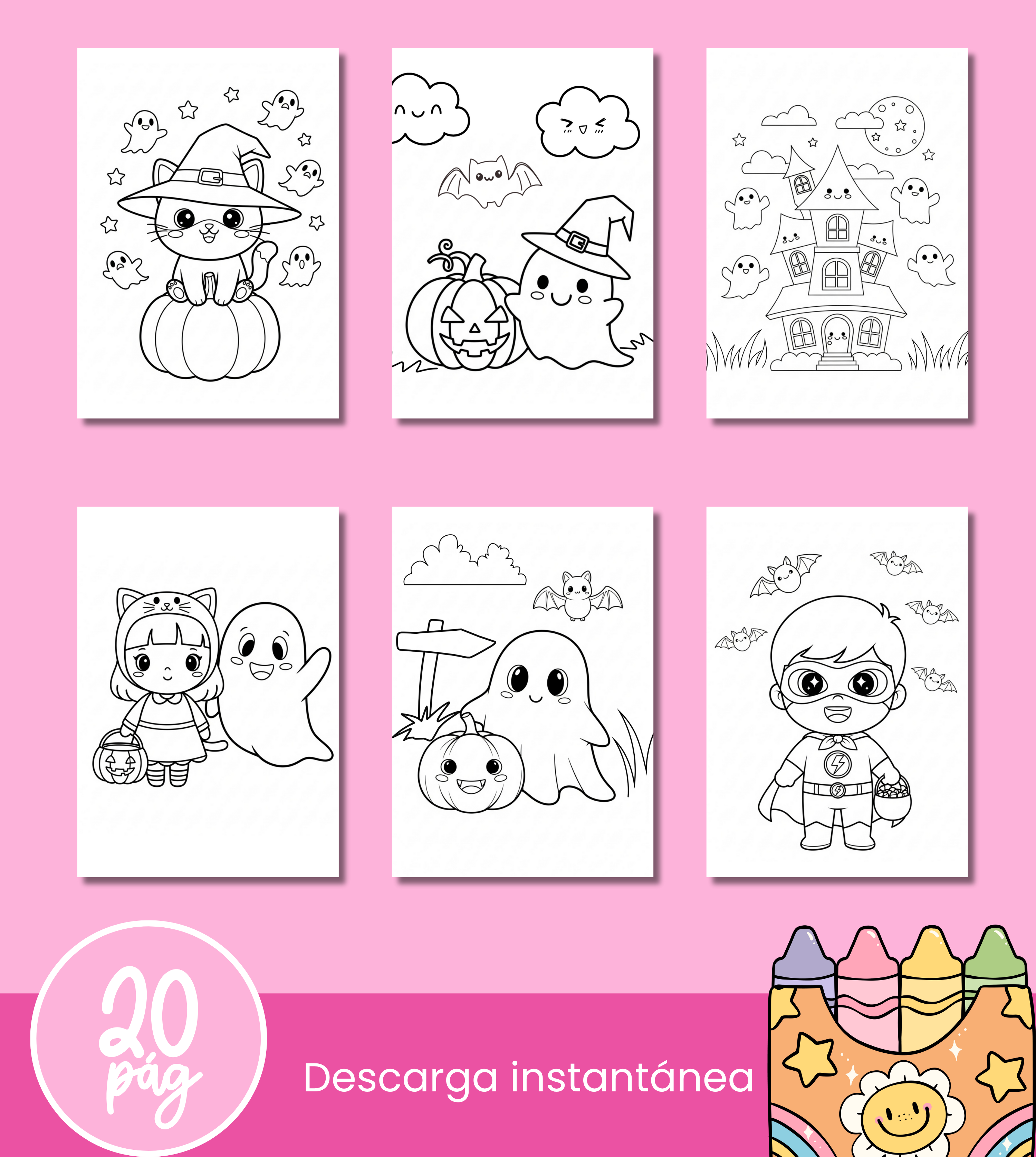 Libro para colorear – Halloween Kawaii