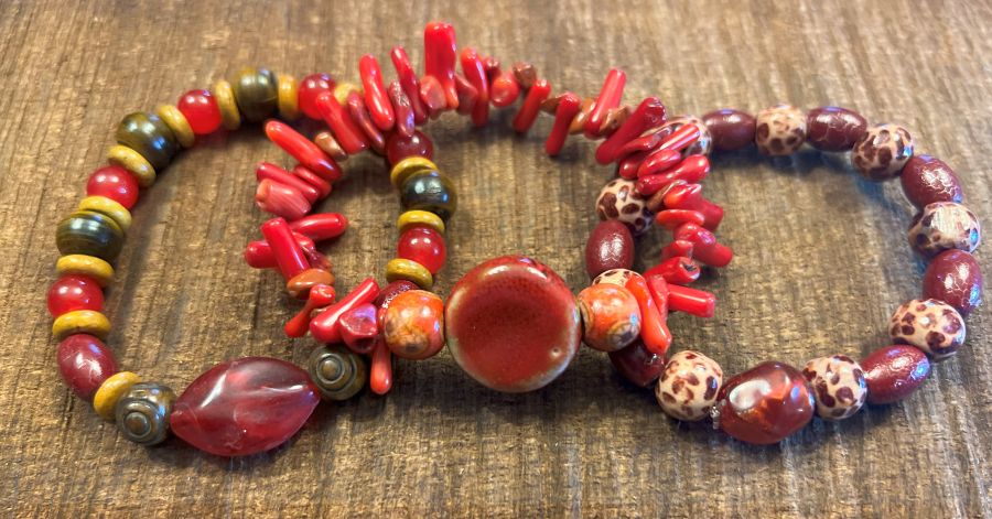 Handmade Red Beaded Bracelets