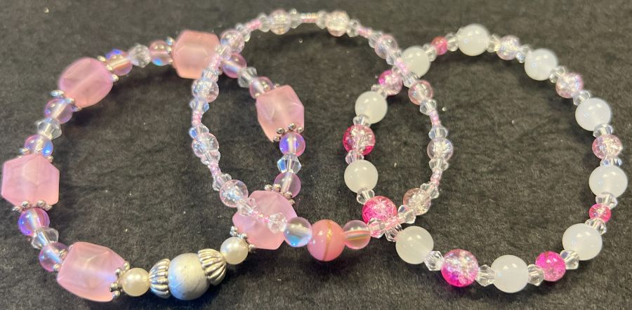 Pink Beaded Bracelets Set