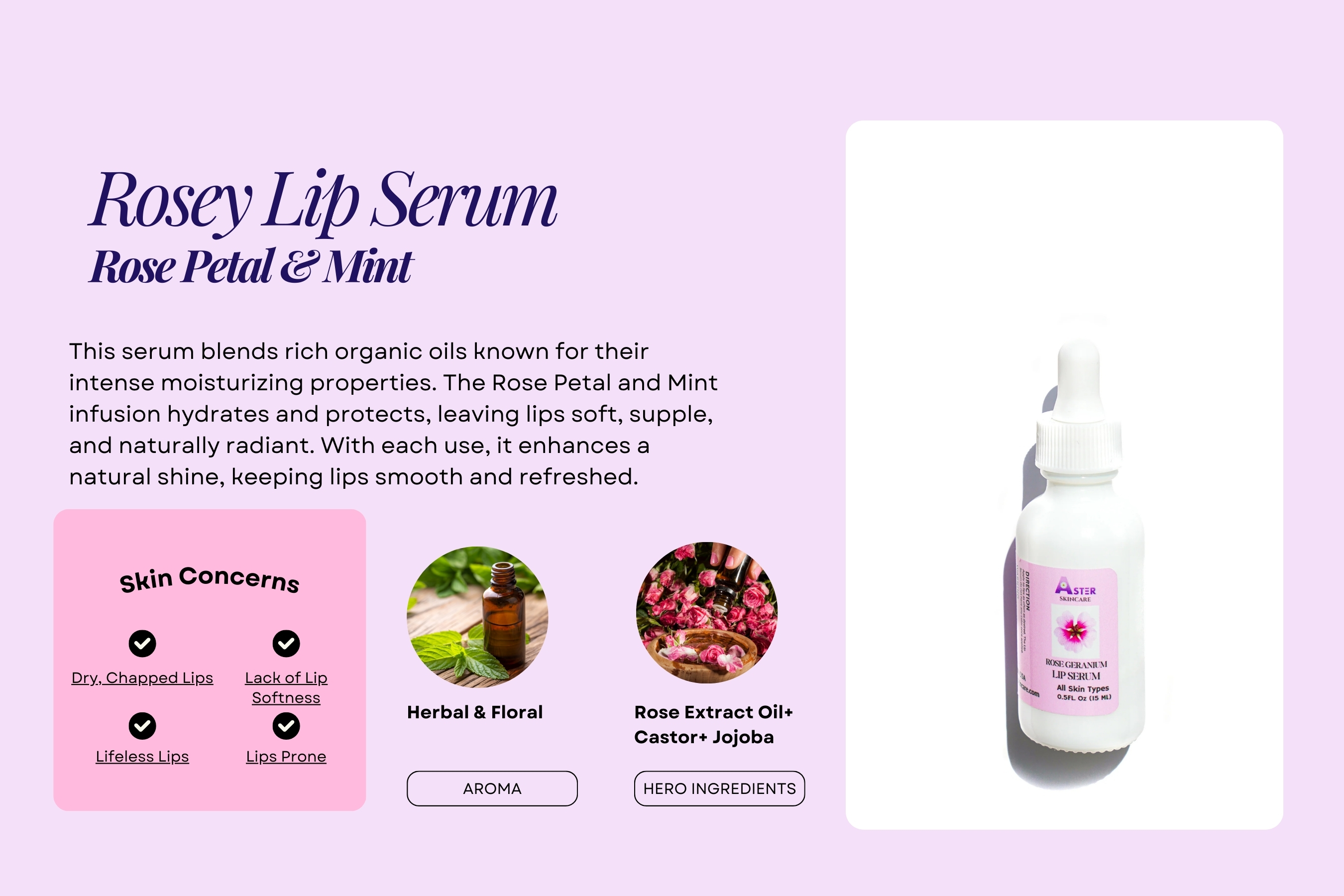 Aster Rose Geranium Lip Serum