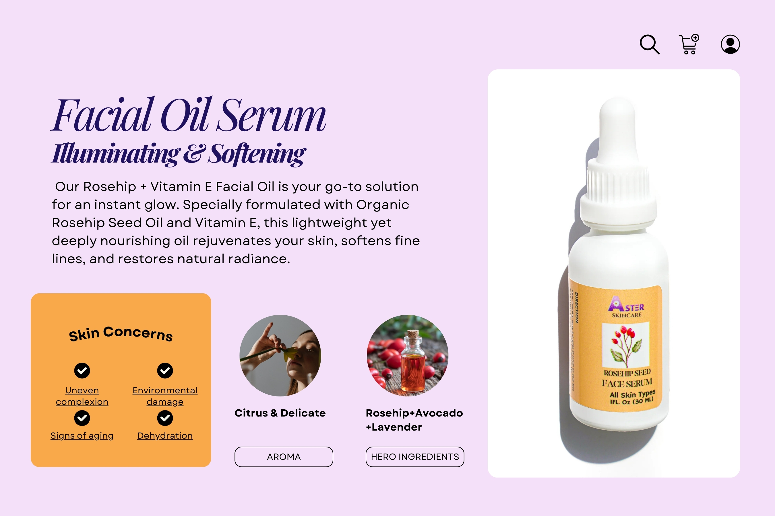 Aster Rosehip Facial Oil Serum 