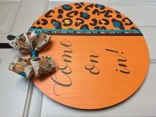 Fall/Thanksgiving Leopard Print Welcome Door Sign