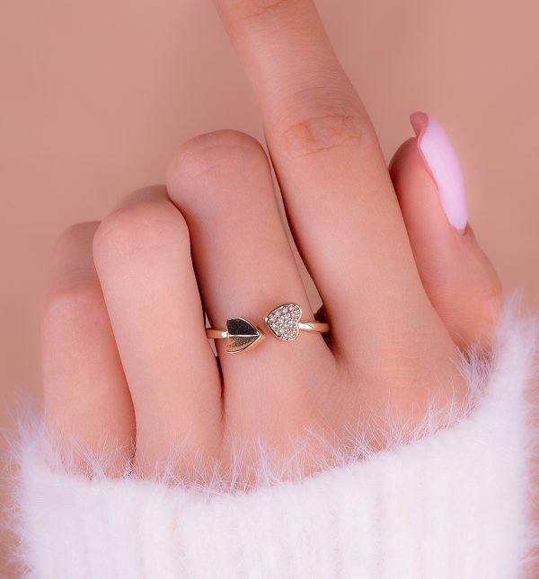ANILLO DOBLE CORAZÓN DORADO 