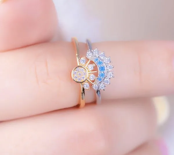 Anillos de Pareja Sol y Luna  -  cover gold