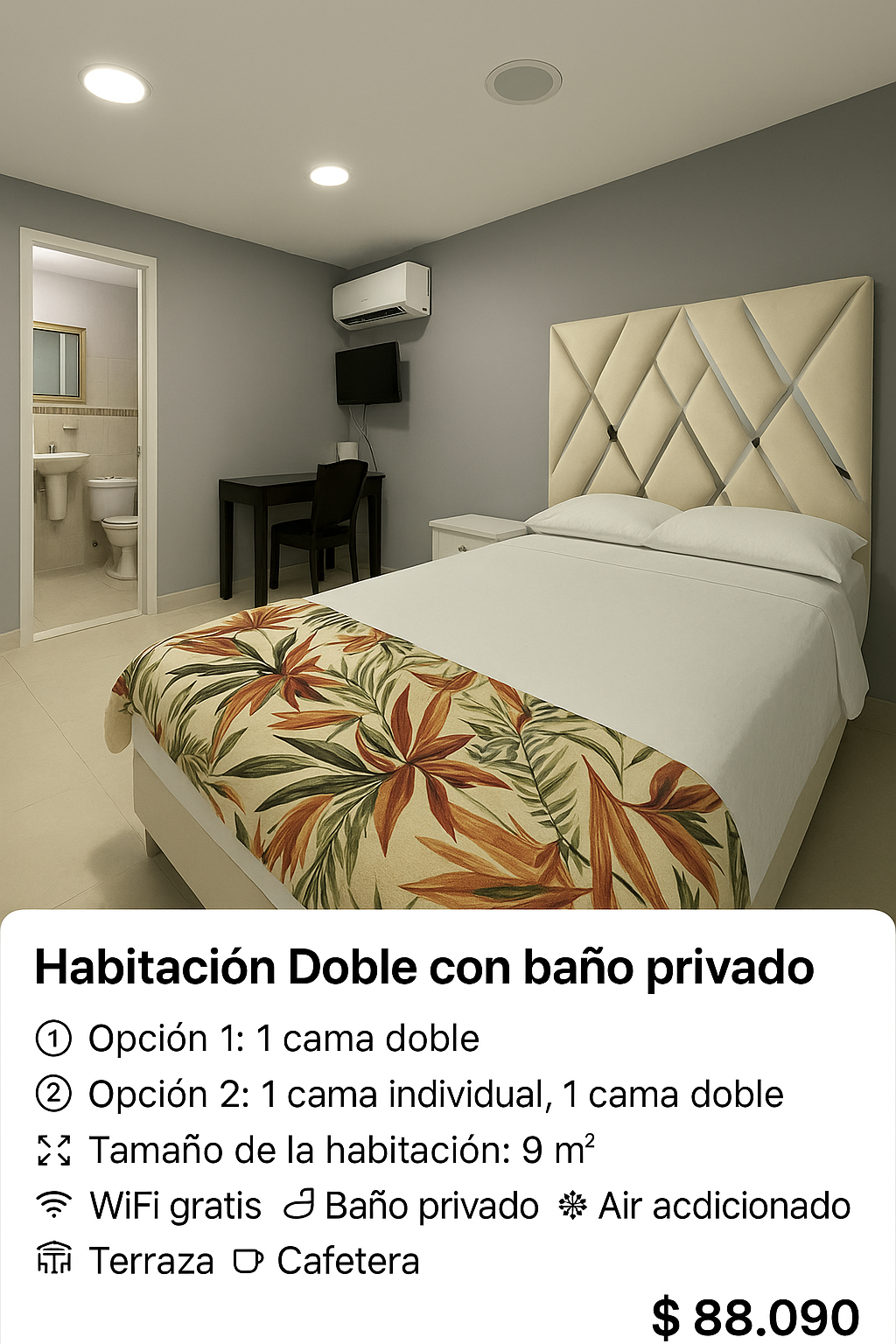 CASA MANGO CALLE 9#34 36 Cada habitación cuenta con su propia tarifa, características y servicios. Por favor revisa la imagen y la descripción correspondiente a cada una antes de reservar. Los precios son por persona (o por habitación, según aplique