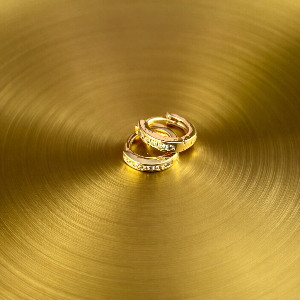 Aros de oro con circonitas DOMICILIO GRATIS EN TODO COLOMBIA