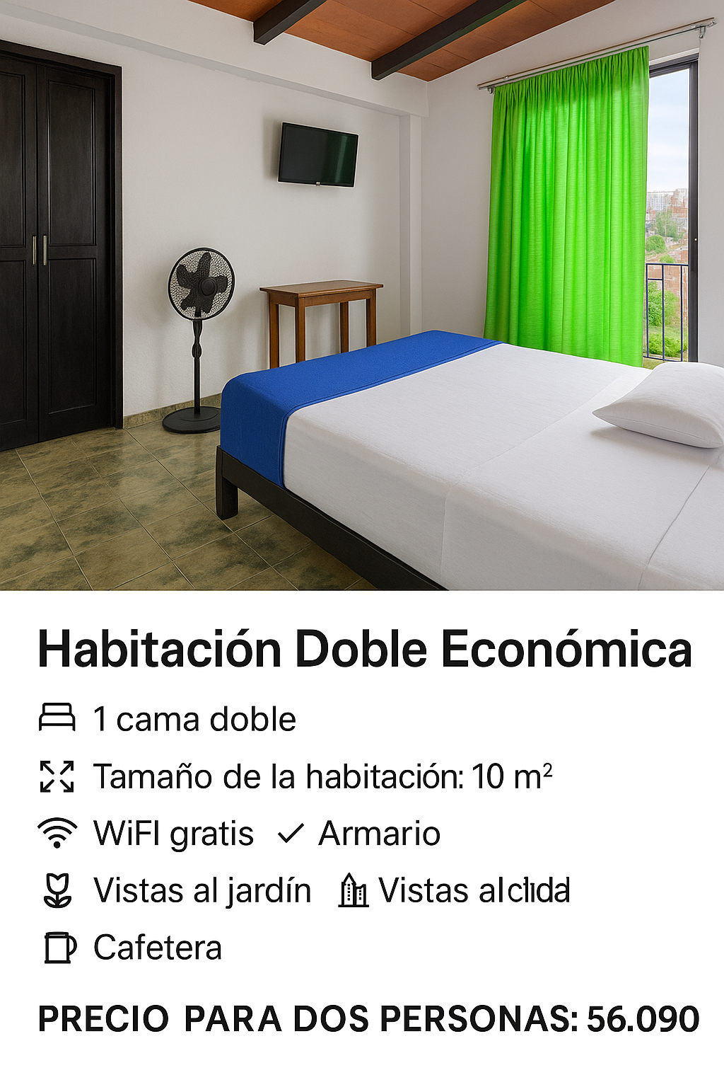 hotel MAISANTCada habitación cuenta con su propia tarifa, características y servicios. Por favor revisa la imagen y la descripción correspondiente a cada una antes de reservar. Los precios son por persona (o por habitación, según aplique)