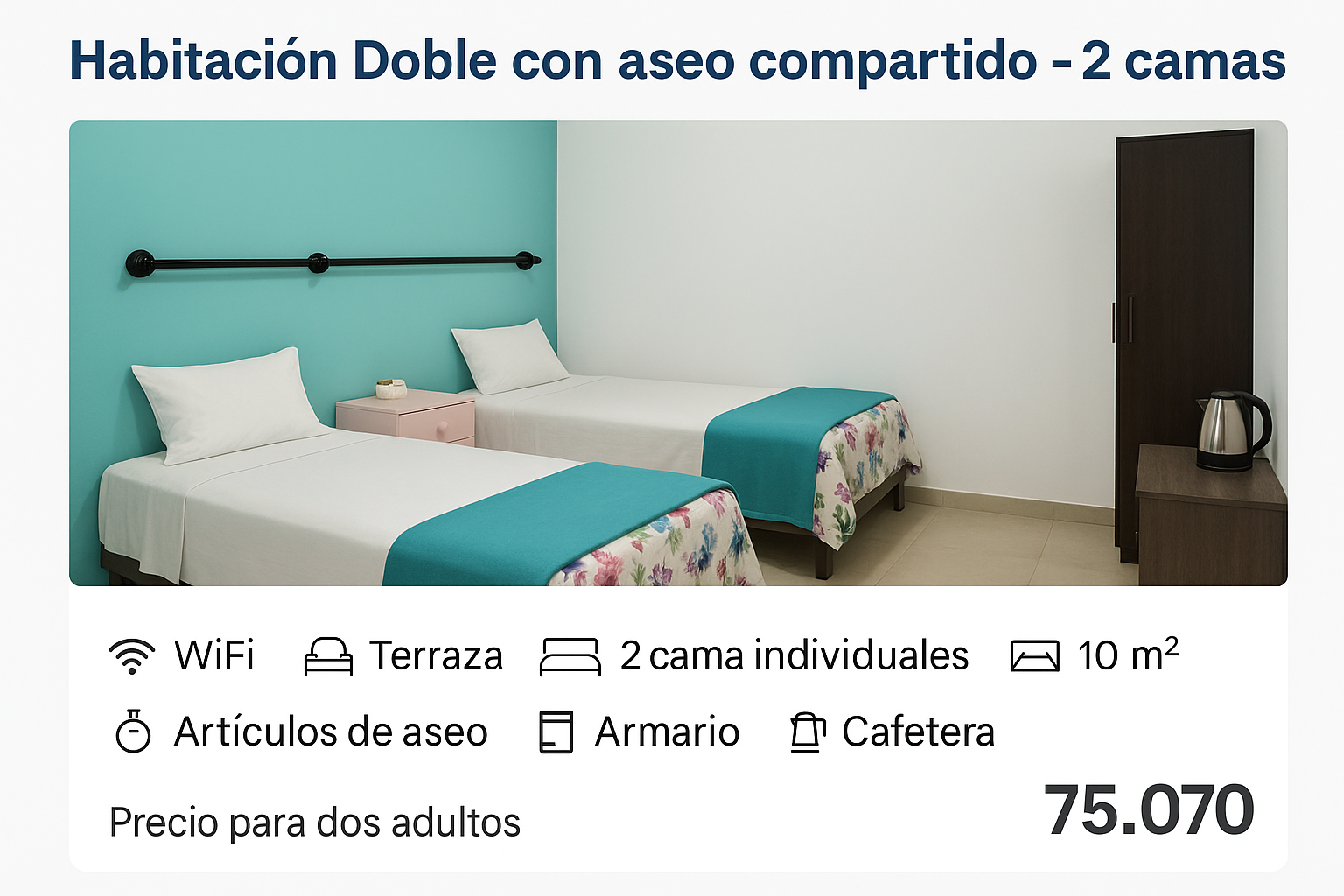 CASA MANGO CALLE 9#34 36 Cada habitación cuenta con su propia tarifa, características y servicios. Por favor revisa la imagen y la descripción correspondiente a cada una antes de reservar. Los precios son por persona (o por habitación, según aplique