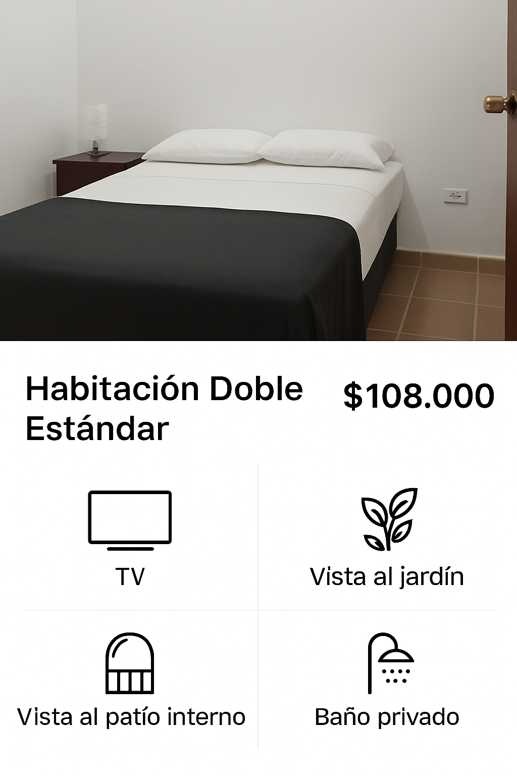 Hotel Terraza San Cada habitación cuenta con su propia tarifa, características y servicios. Por favor revisa la imagen y la descripción correspondiente a cada una antes de reservar. Los precios son por persona (o por habitación, según aplique) 