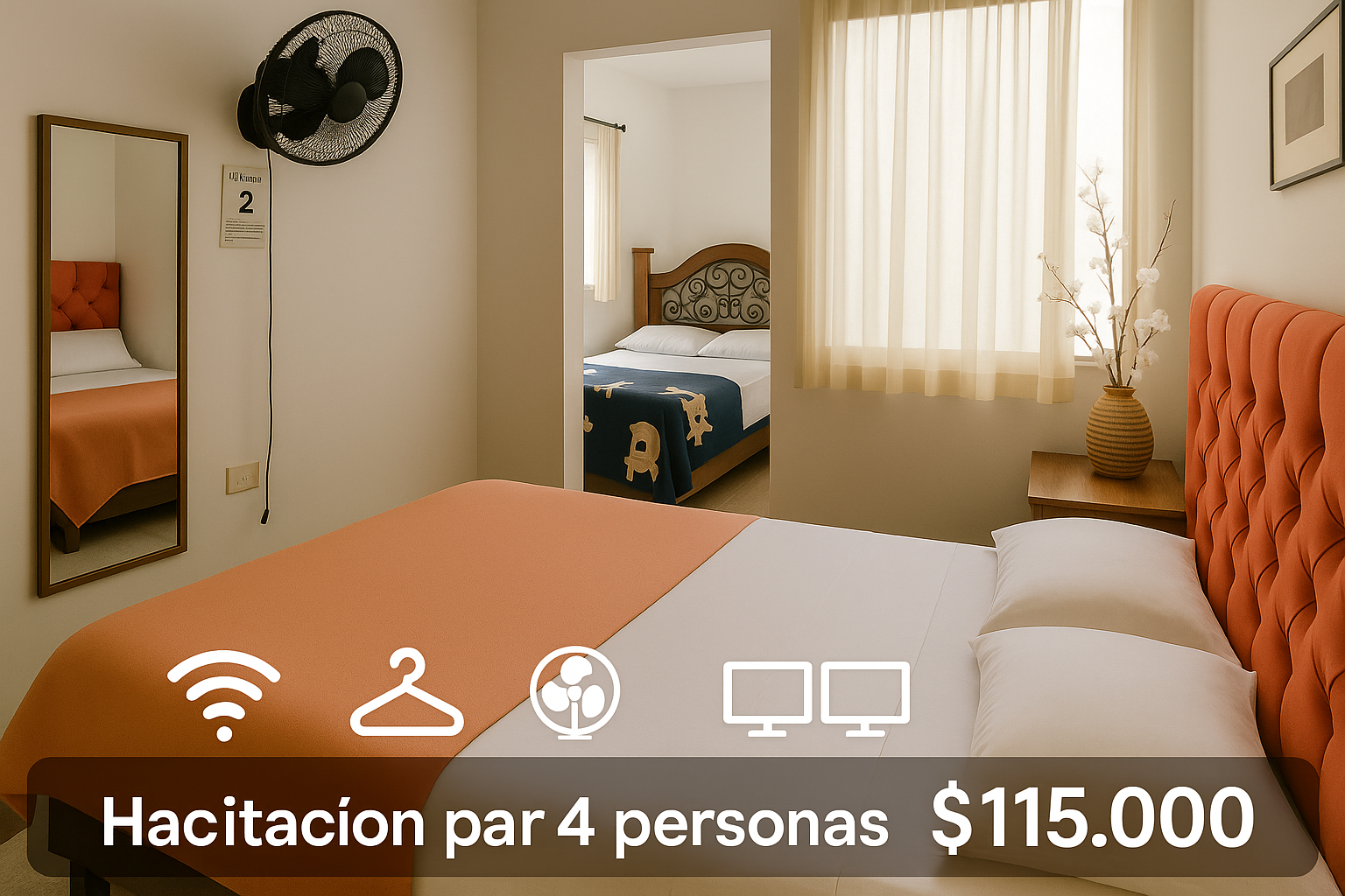 HOTEL COME TO MECada habitación cuenta con su propia tarifa, características y servicios. Por favor revisa la imagen y la descripción correspondiente a cada una antes de reservar. Los precios son por persona (o por habitación, según aplique)