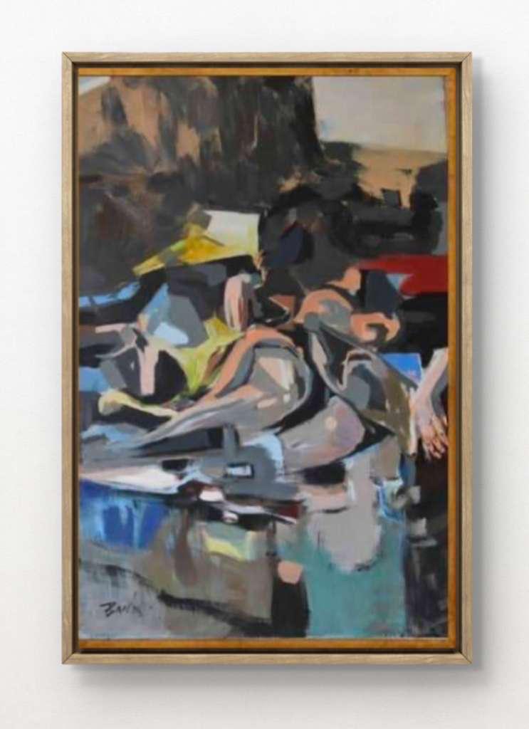 Pintura abstracta enmarcada